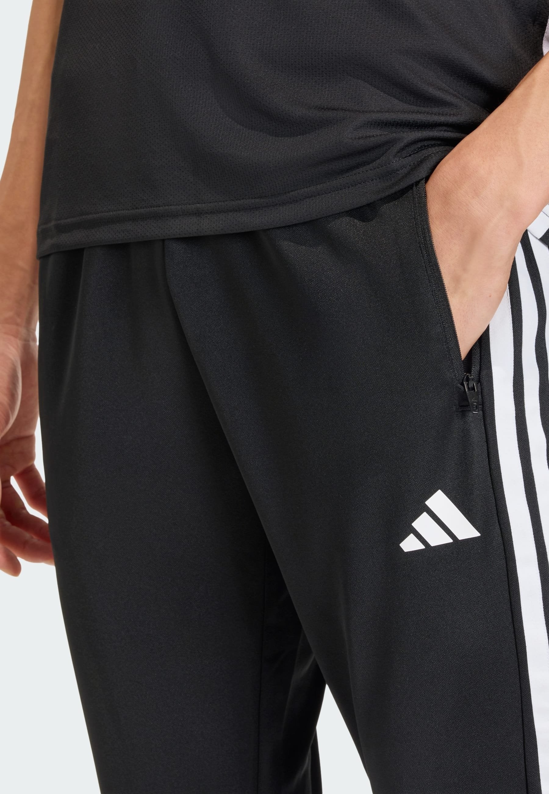 WORKOUT ESSENTIALS ALL-SET 3 STRIPES KNIT - Tracksuit bottoms - black/white