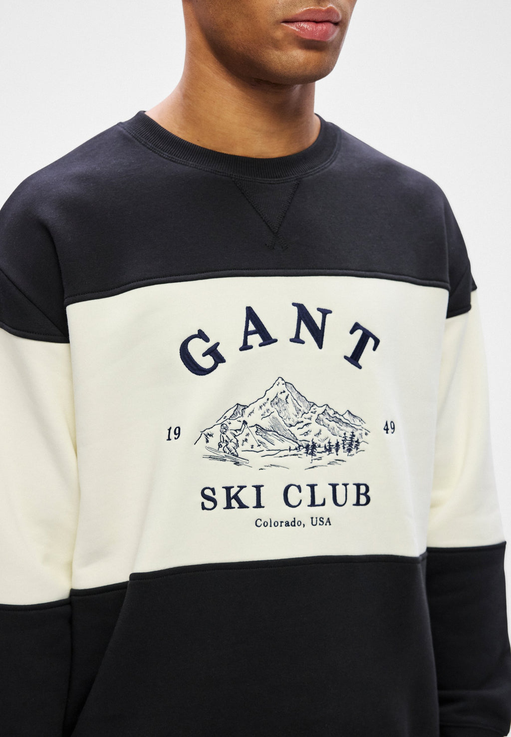 BLOCKED EMBROIDERED - Sweatshirt - black/off-white