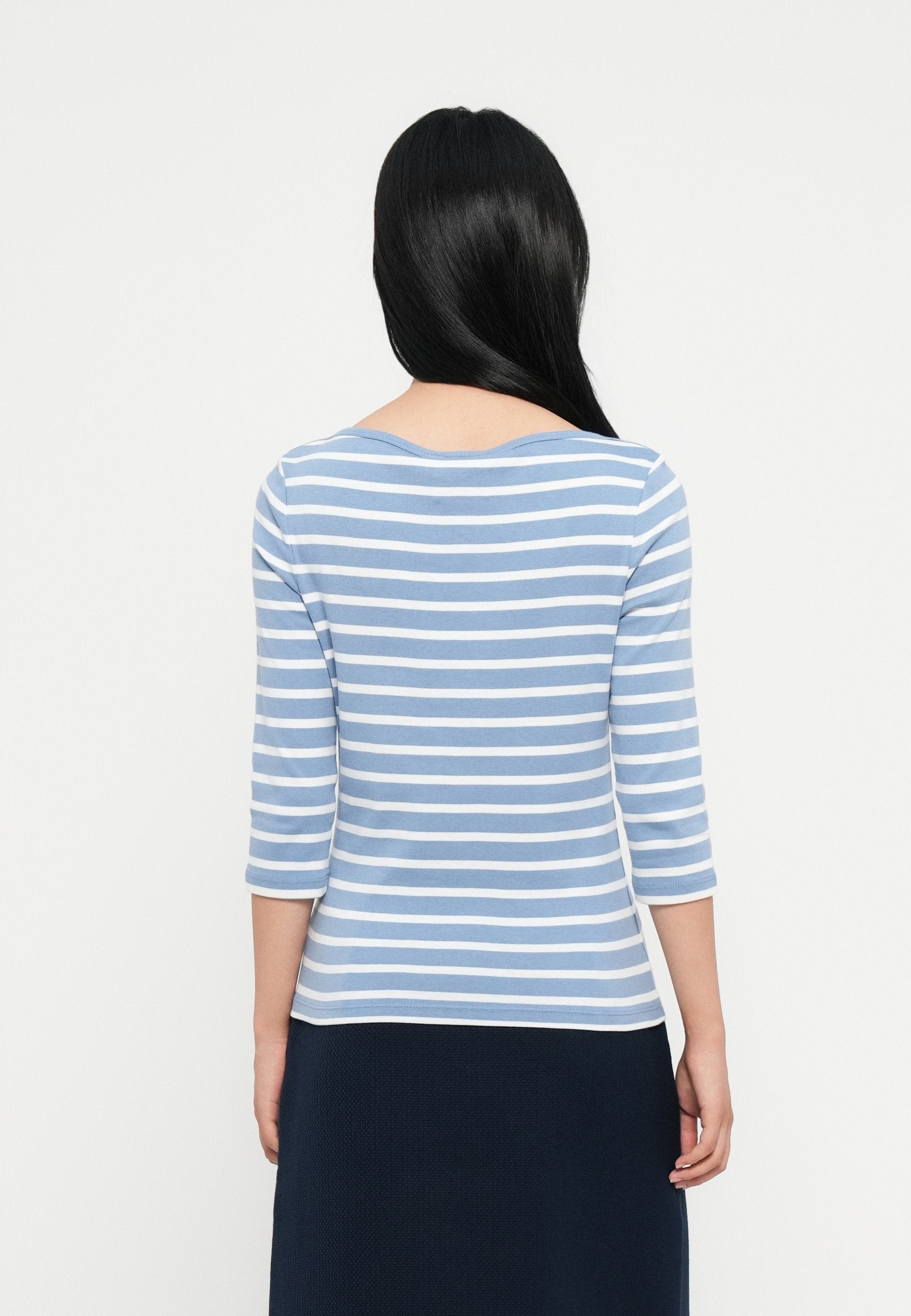 TEE-SHIRT COL BATEAU MANCHES TROIS-QUARTS - Haut à manches longues - bleu lagon/écru