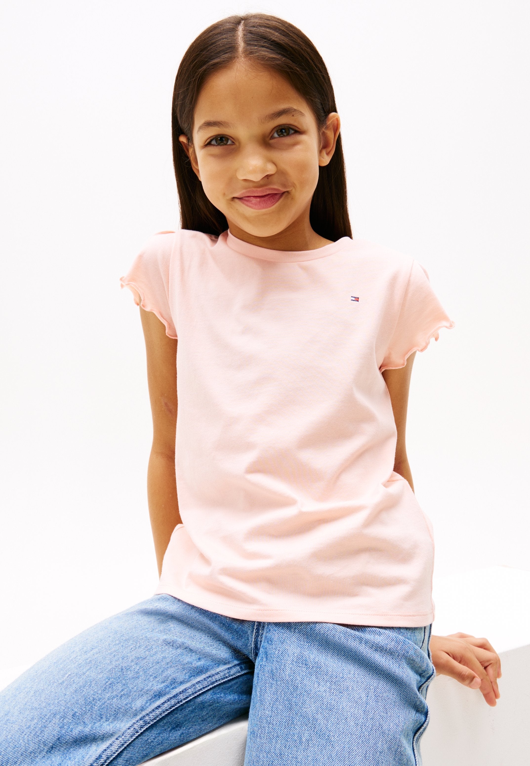 ESSENTIAL RUFFLE SLEEVE SLIM JERSEY T-SHIRT - Basic T-shirt - coral ice