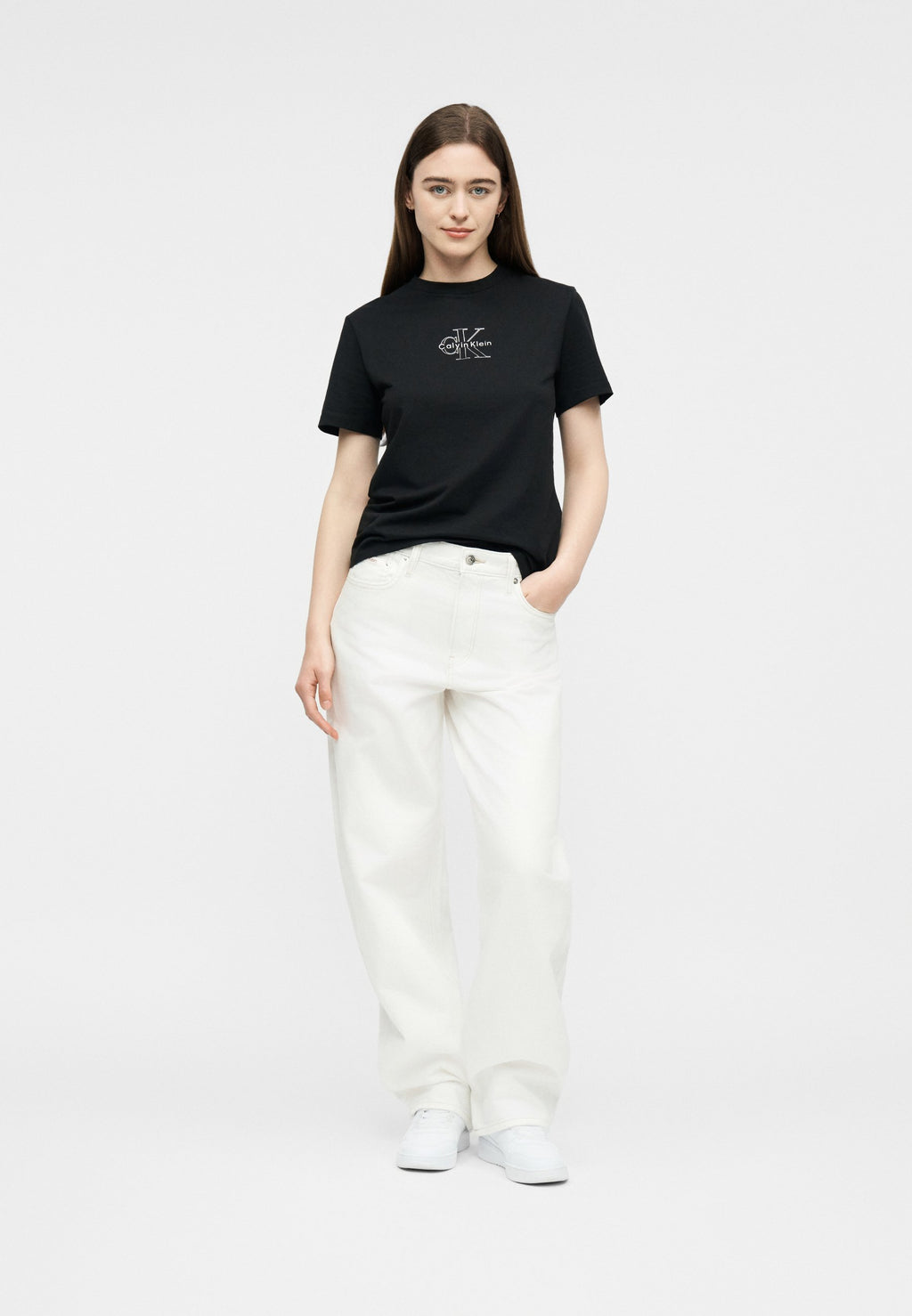 SS CLASSIC FOIL MONOLOGO TEE - Print T-shirt - black