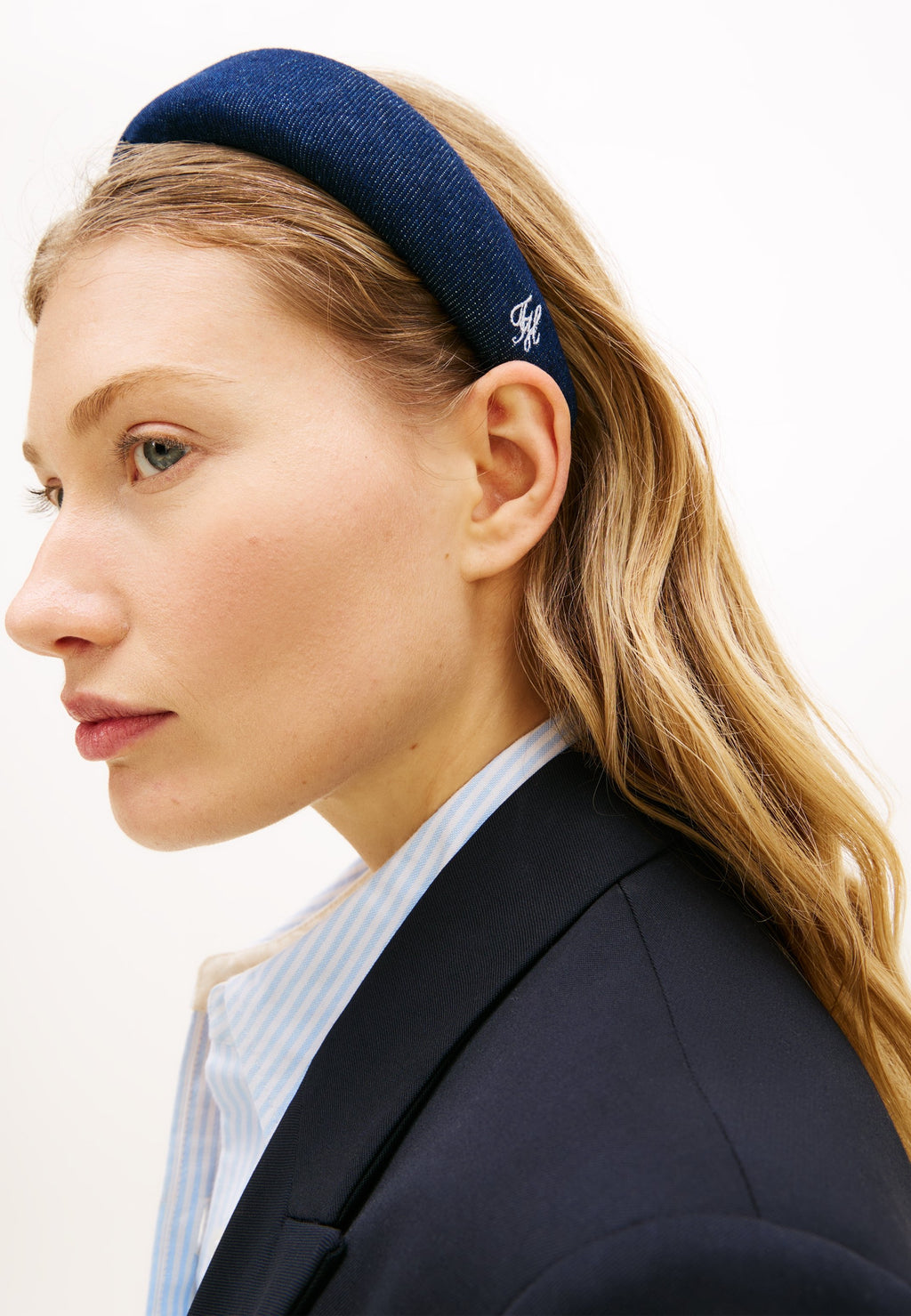DENIM LOGO PADDED HEADBAND - Hair styling accessory - dark-blue denim