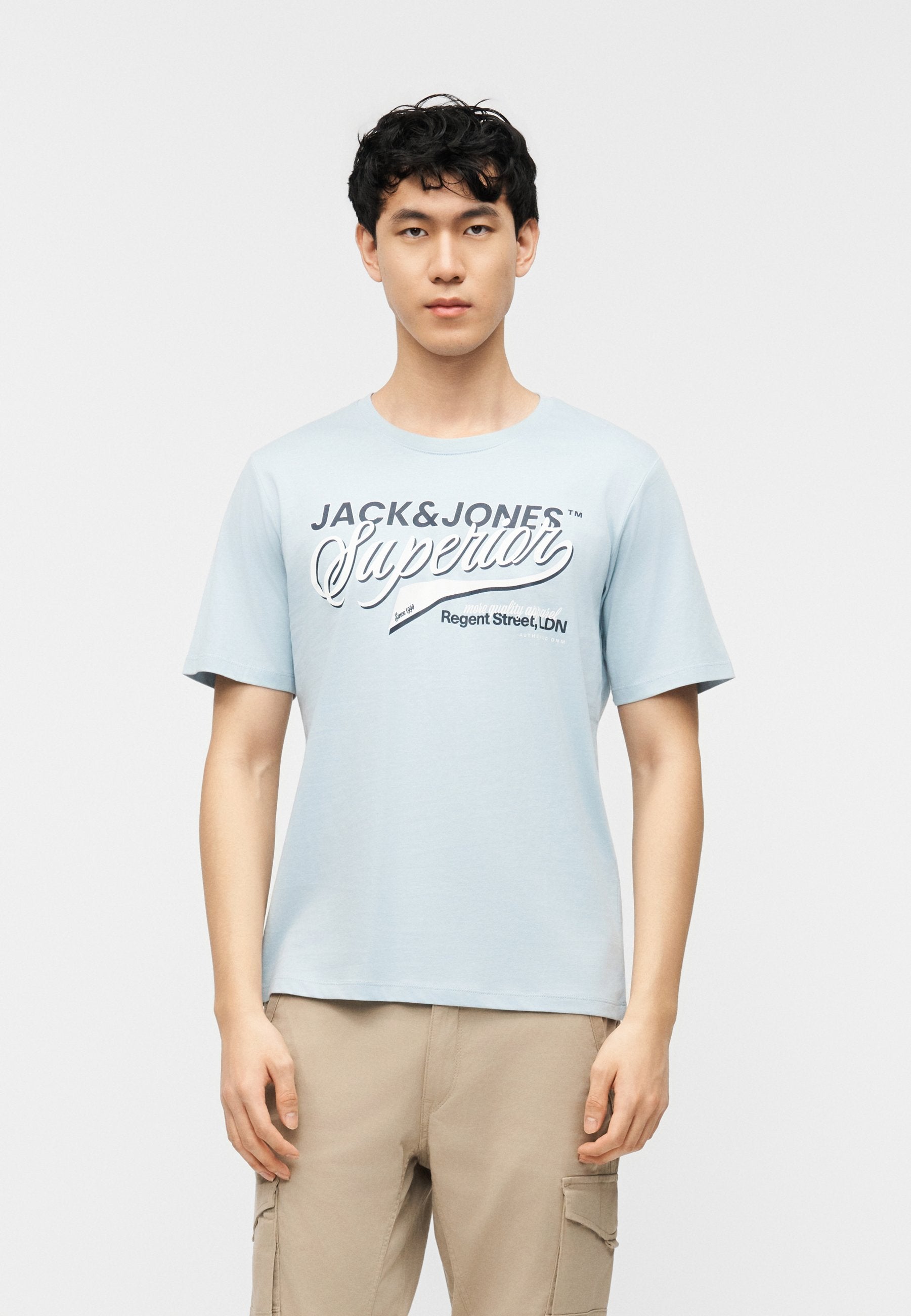 JJELOGO TEE O NECK 5 PACK - Print T-shirt - bright white/sky captain/celestial blue/moonbeam/black