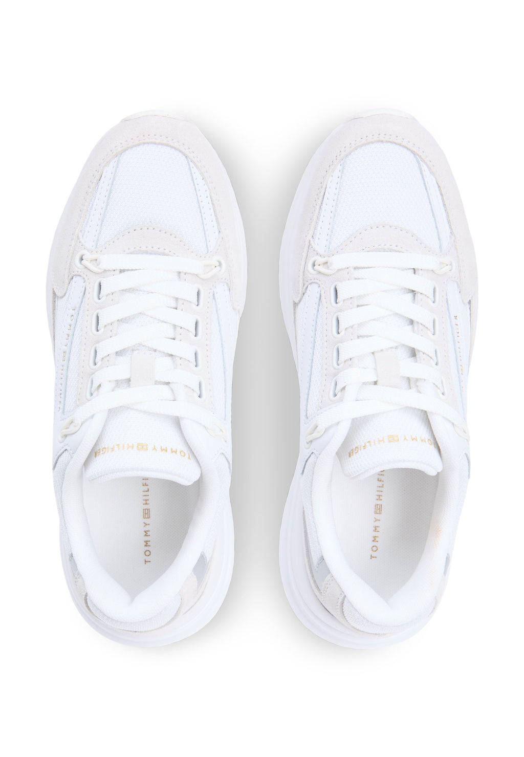 SUEDE CHUNKY LACE-UP TRAINERS - Trainers - white