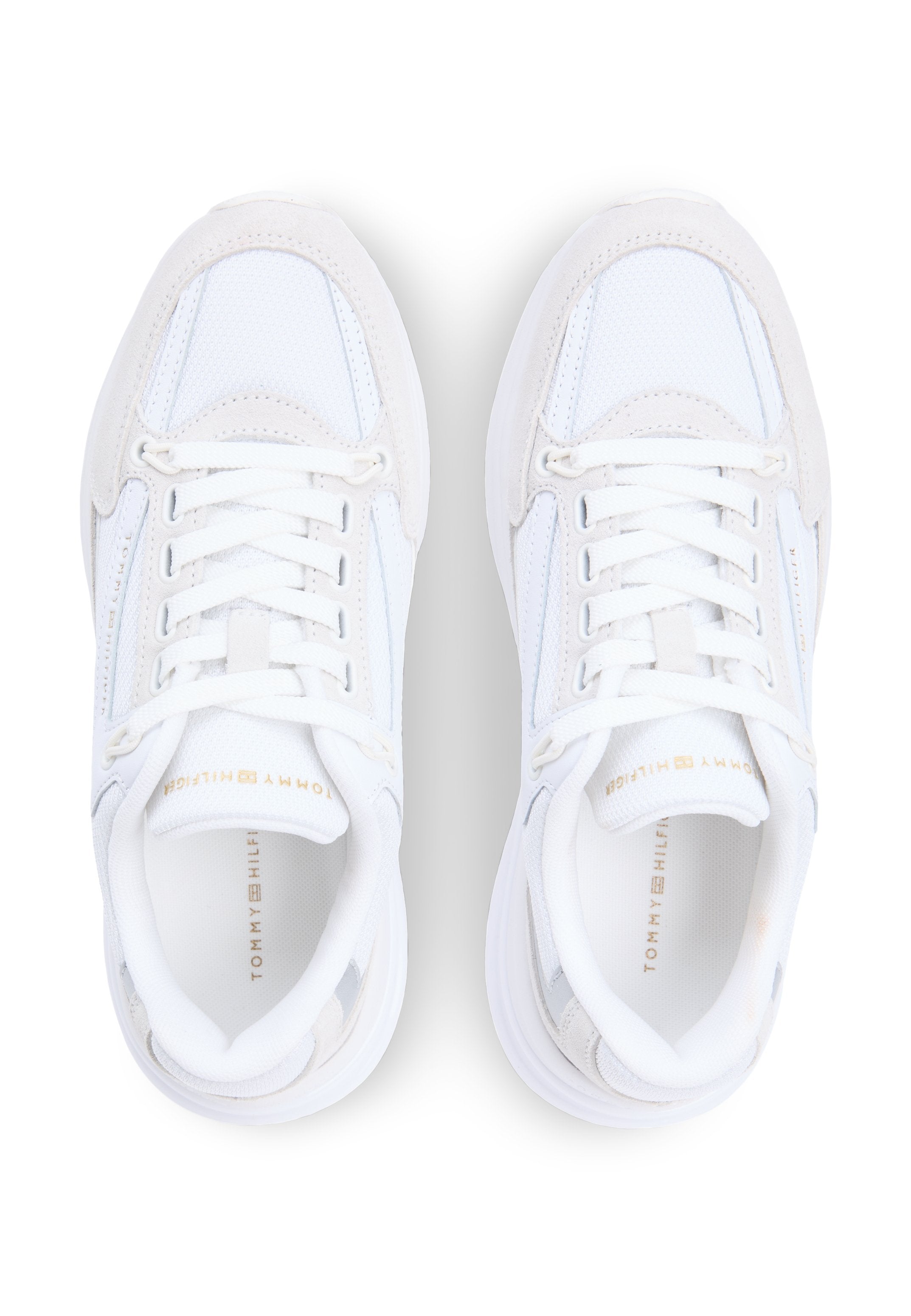 SUEDE CHUNKY LACE-UP TRAINERS - Trainers - white