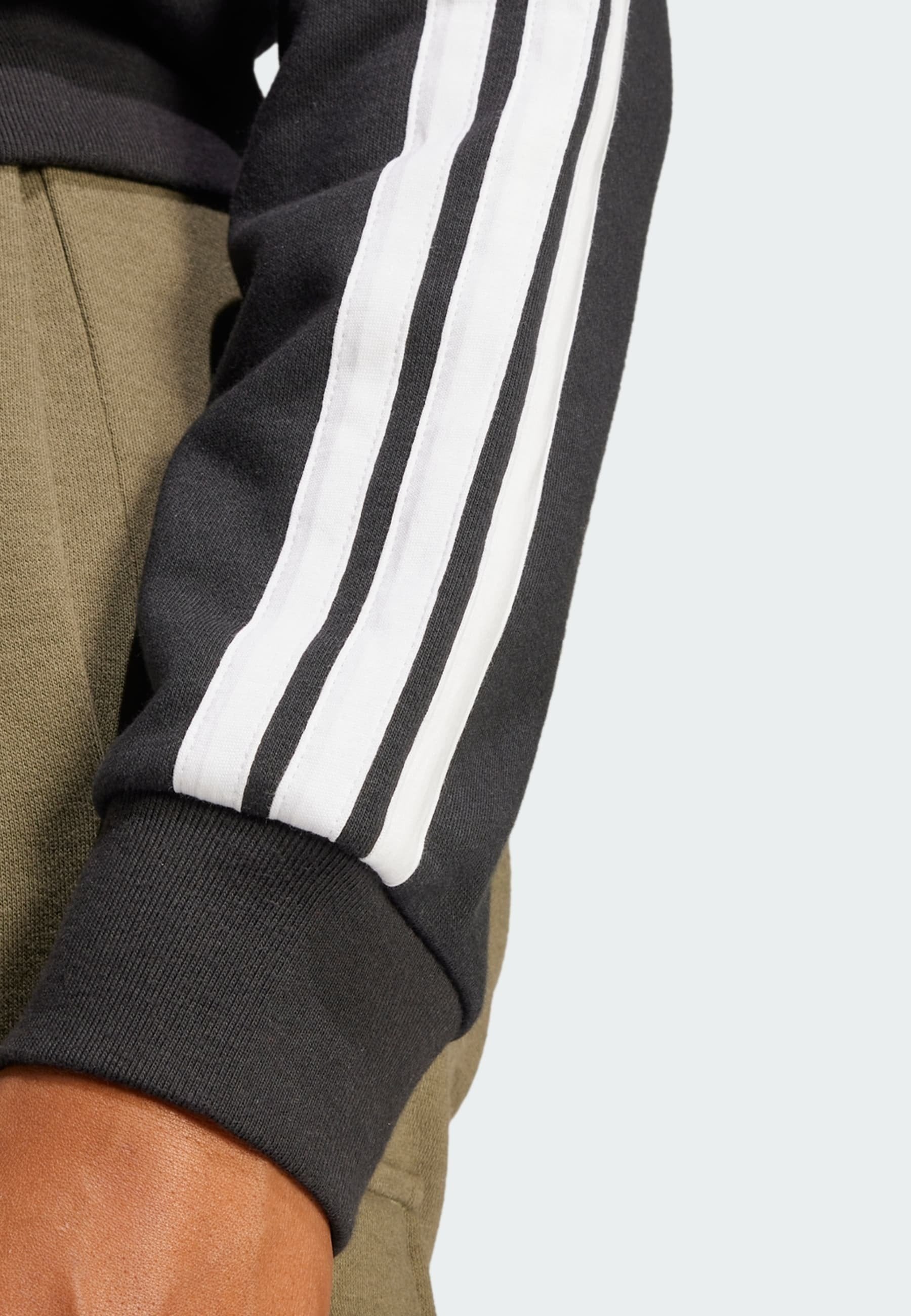 ESSENTIALS 3 STRIPES FRENCH TERRY FULL ZIP - Zip-up sweatshirt - black   white