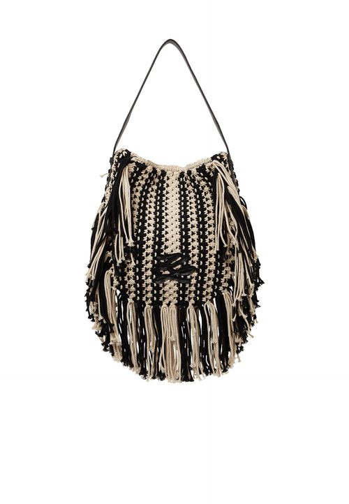 AUTOGRAPH PATCH FRINGE - Tote bag - black/white