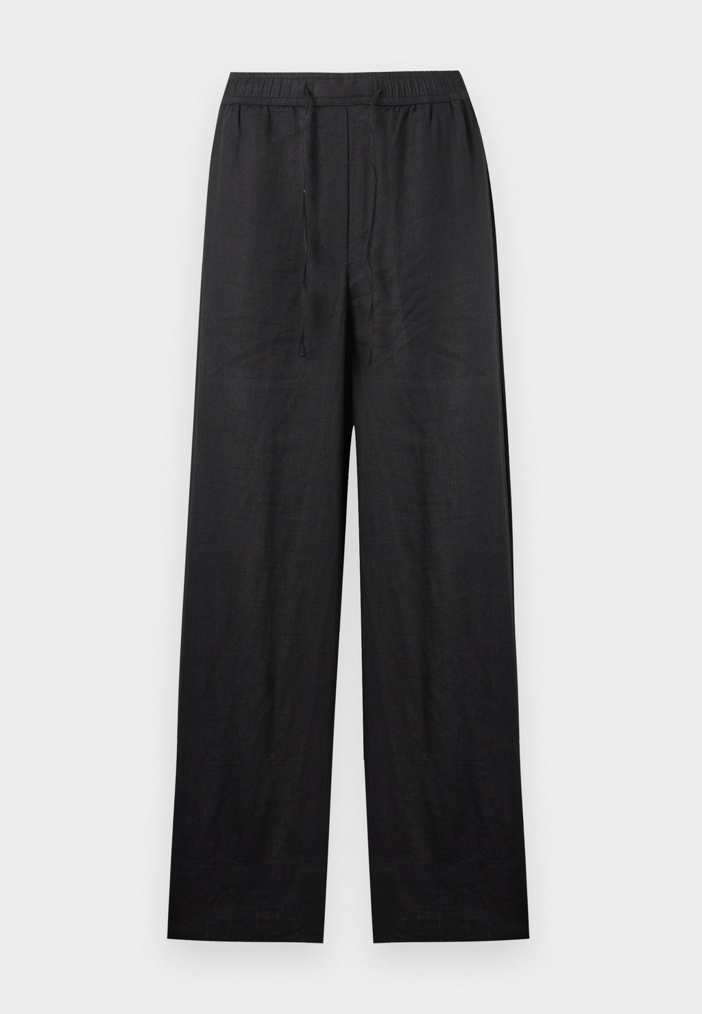 RELAXED WIDE LEG PURE LINEN TROUSERS - Trousers - black