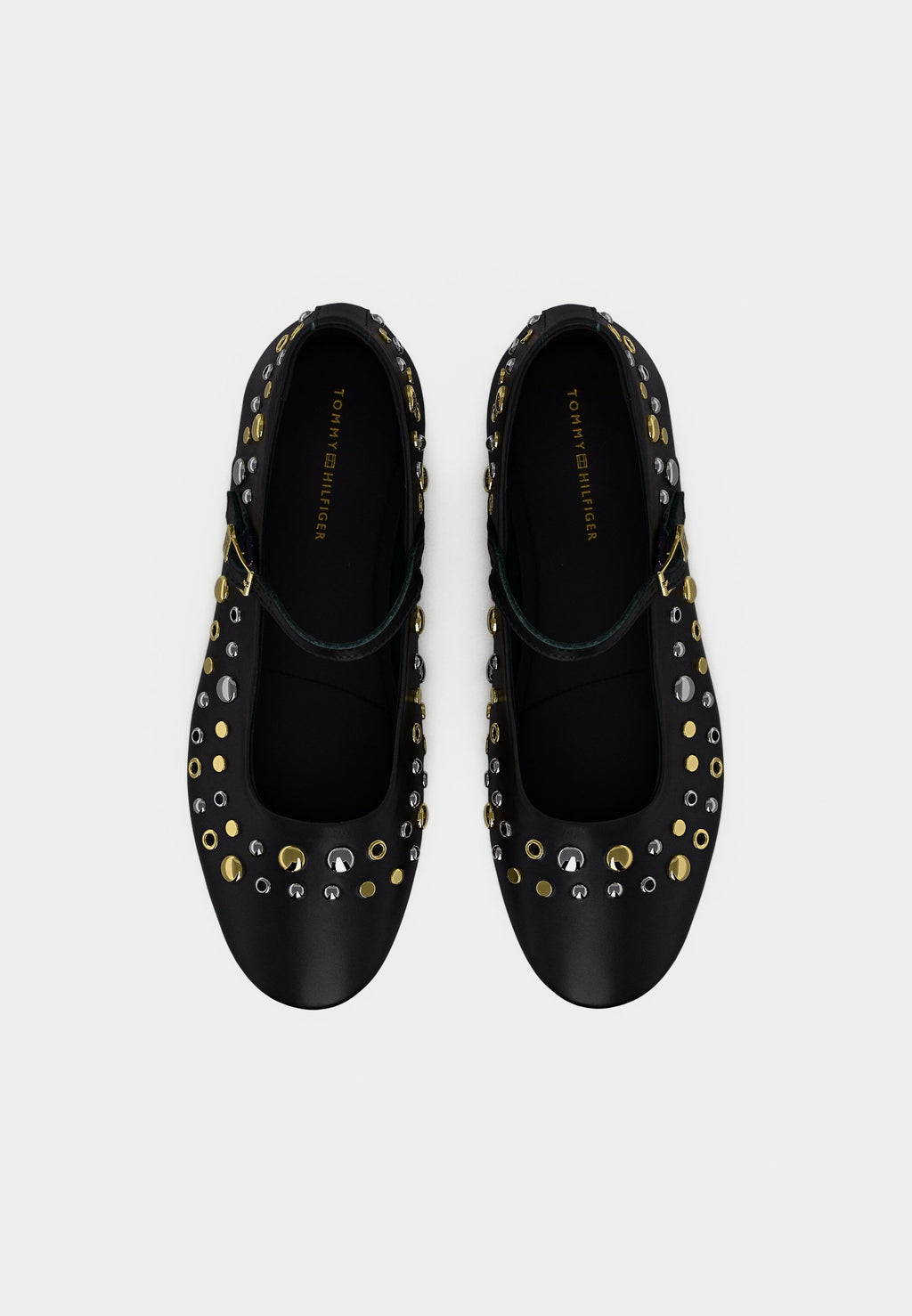 STUD EMBELLISHED LEATHER BUCKLE BALLERINAS - Ballet pumps - black