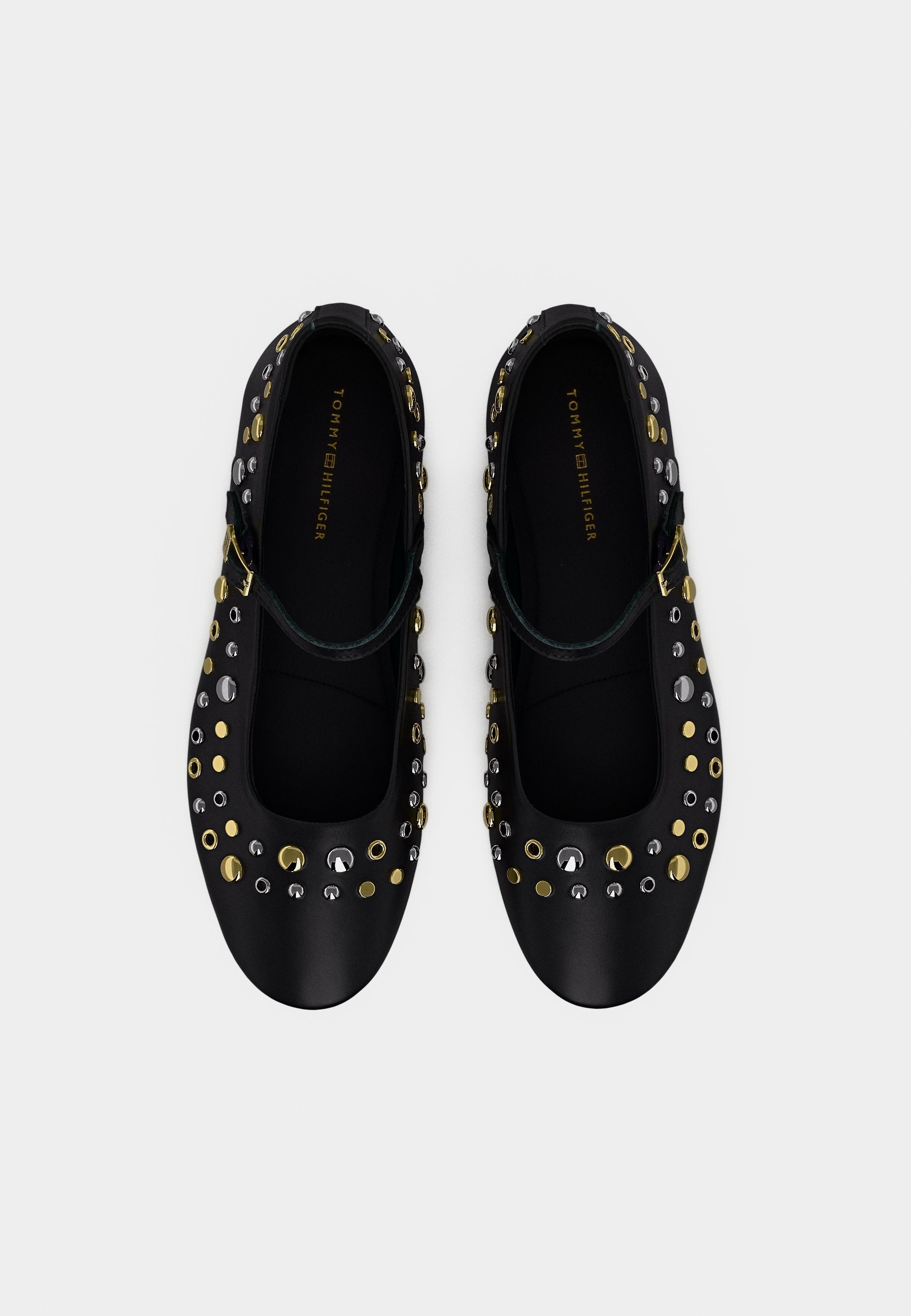 STUD EMBELLISHED LEATHER BUCKLE BALLERINAS - Ballet pumps - black