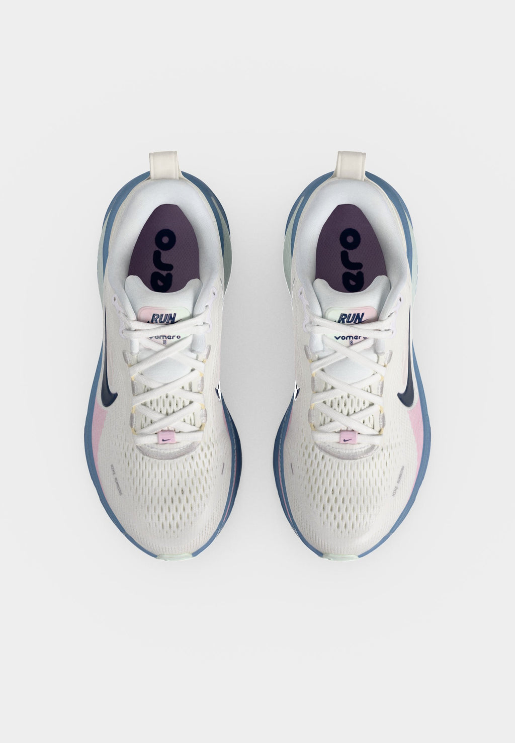 VOMERO 18 - Road running shoes - white/midnight navy/work blue/barely green/pink foam
