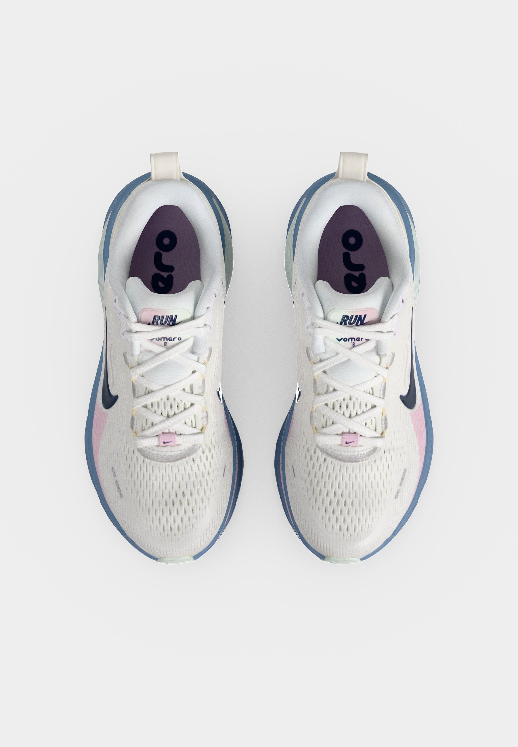 VOMERO 18 - Road running shoes - white/midnight navy/work blue/barely green/pink foam