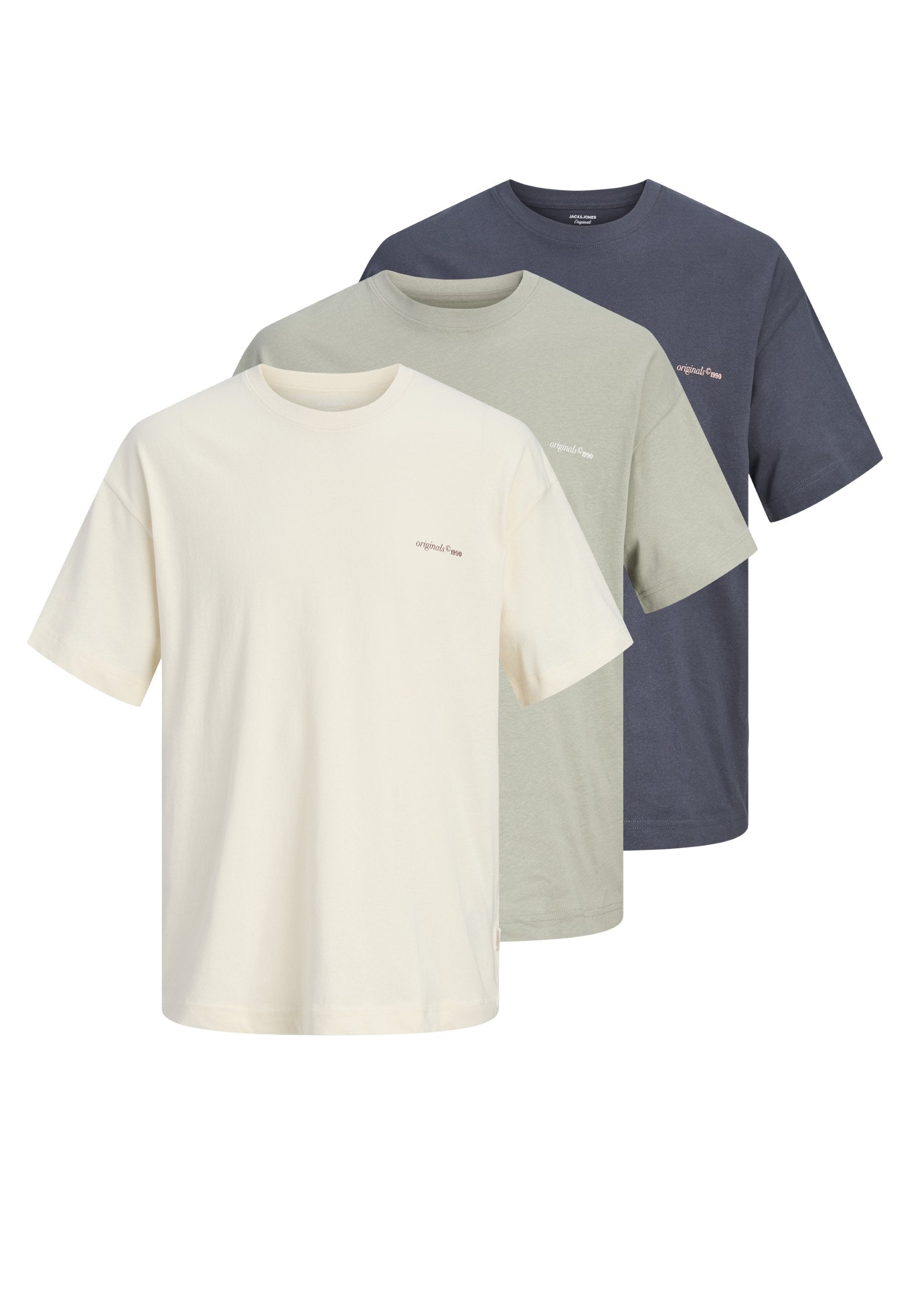 JORMONTAUK BACK GRAPHIC TEE 3 PACK - Print T-shirt - seagrass/odyssey grey