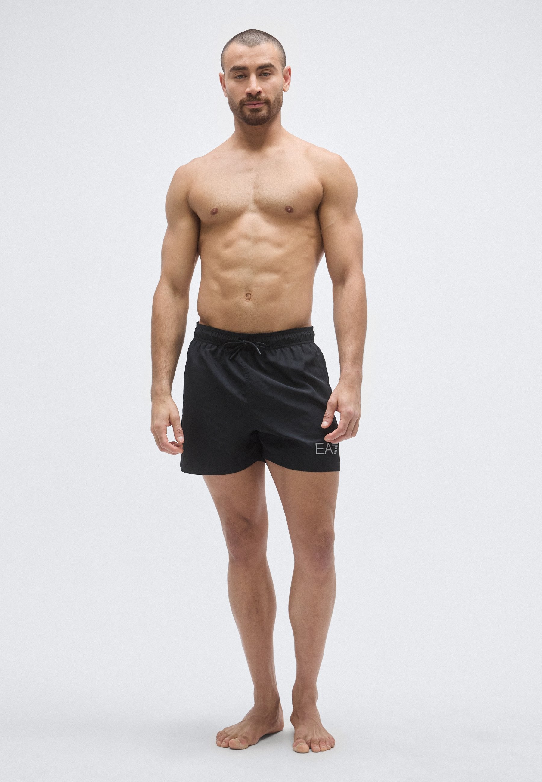 WATER SPORT UZUN LOGOLU BOXER - Yüzme şortu - siyah/gümüş renkli