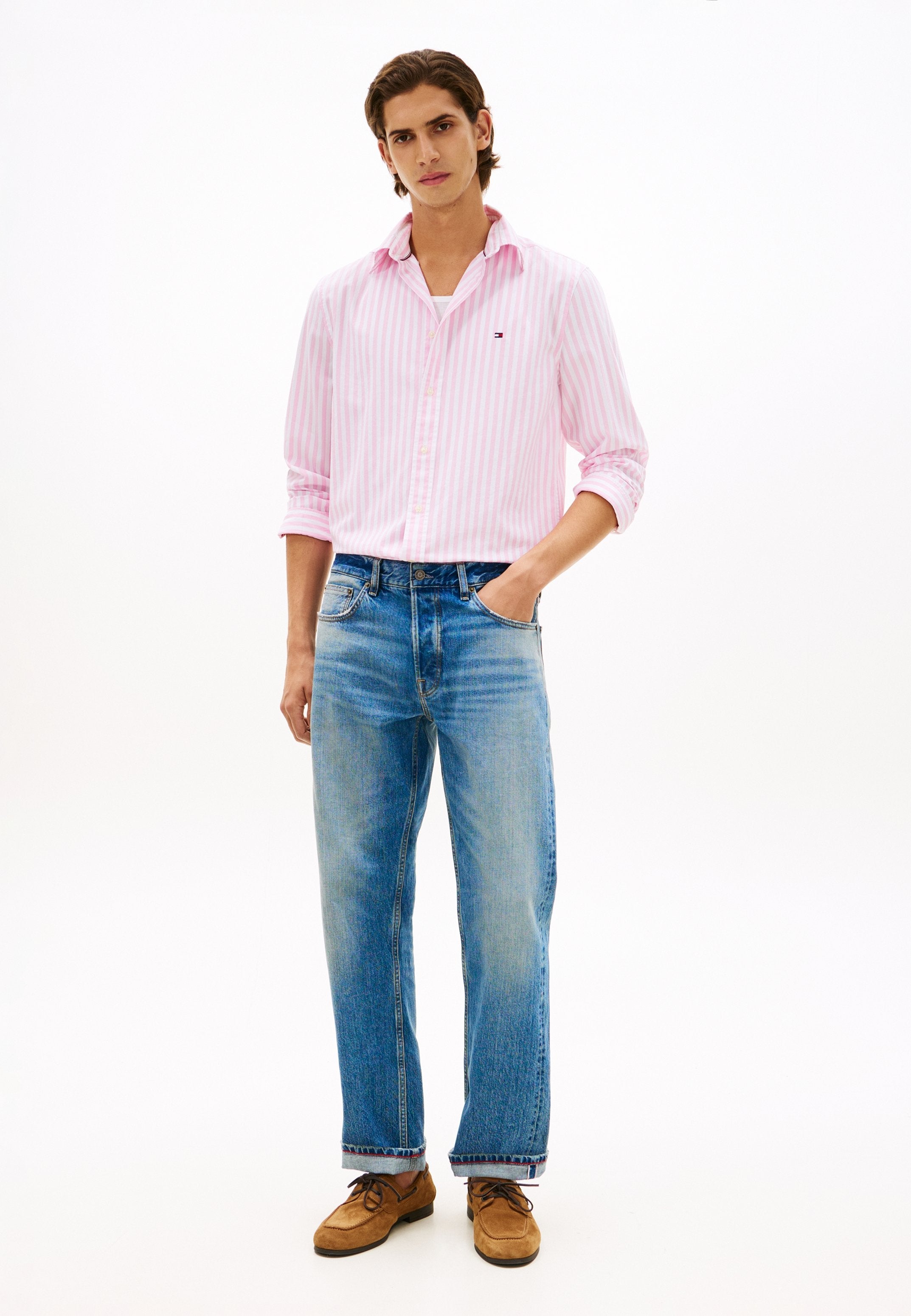 TH FLEX REGULAR FIT STRIPE POPLIN SHIRT - Shirt - classic pink/stripe