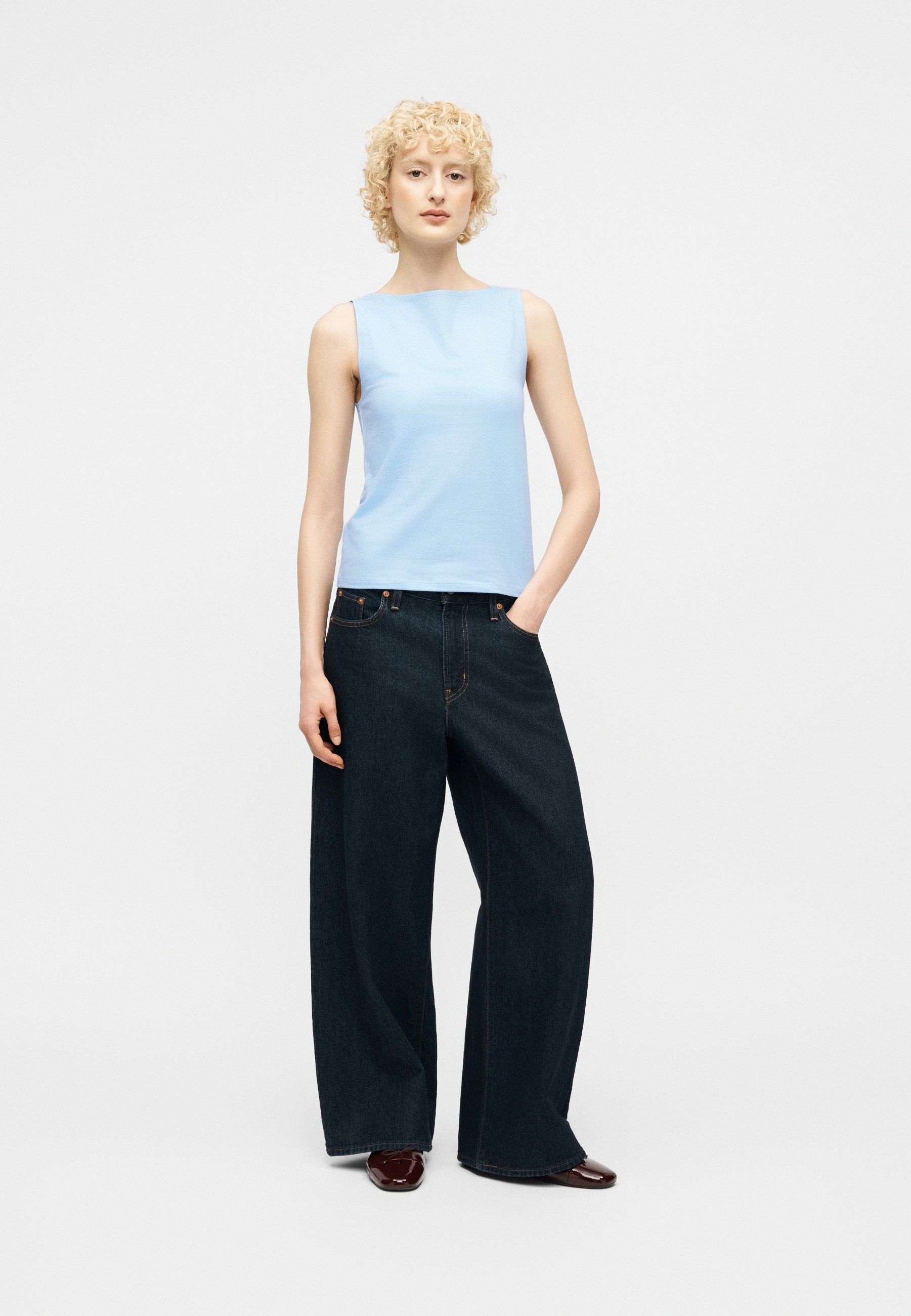 BOAT NECK TANK - Top - light blue