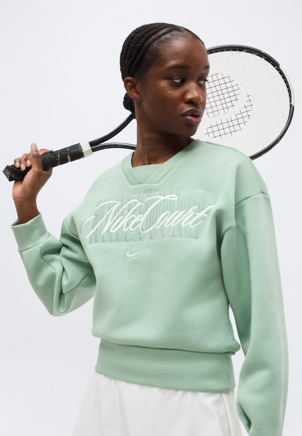 NIKECOURT - Sweatshirt - steam/barely green