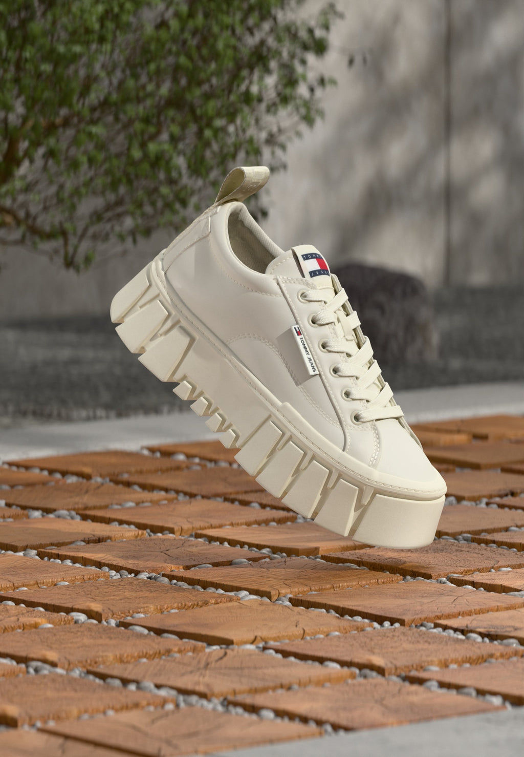 LOGO TAB PLATFORM CLEAT TRAINERS - Trainers - ivory