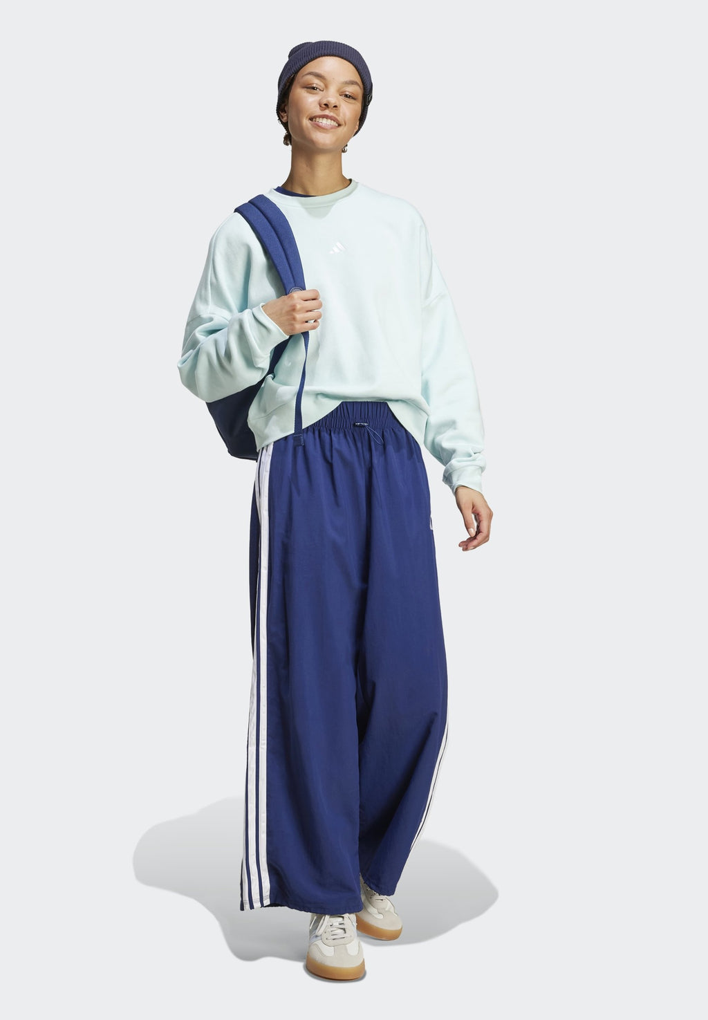 ESSENTIALS 3 STRIPES LIFESTYLE WOVEN PARACHUTE - Bas de survêtement - dark blue white