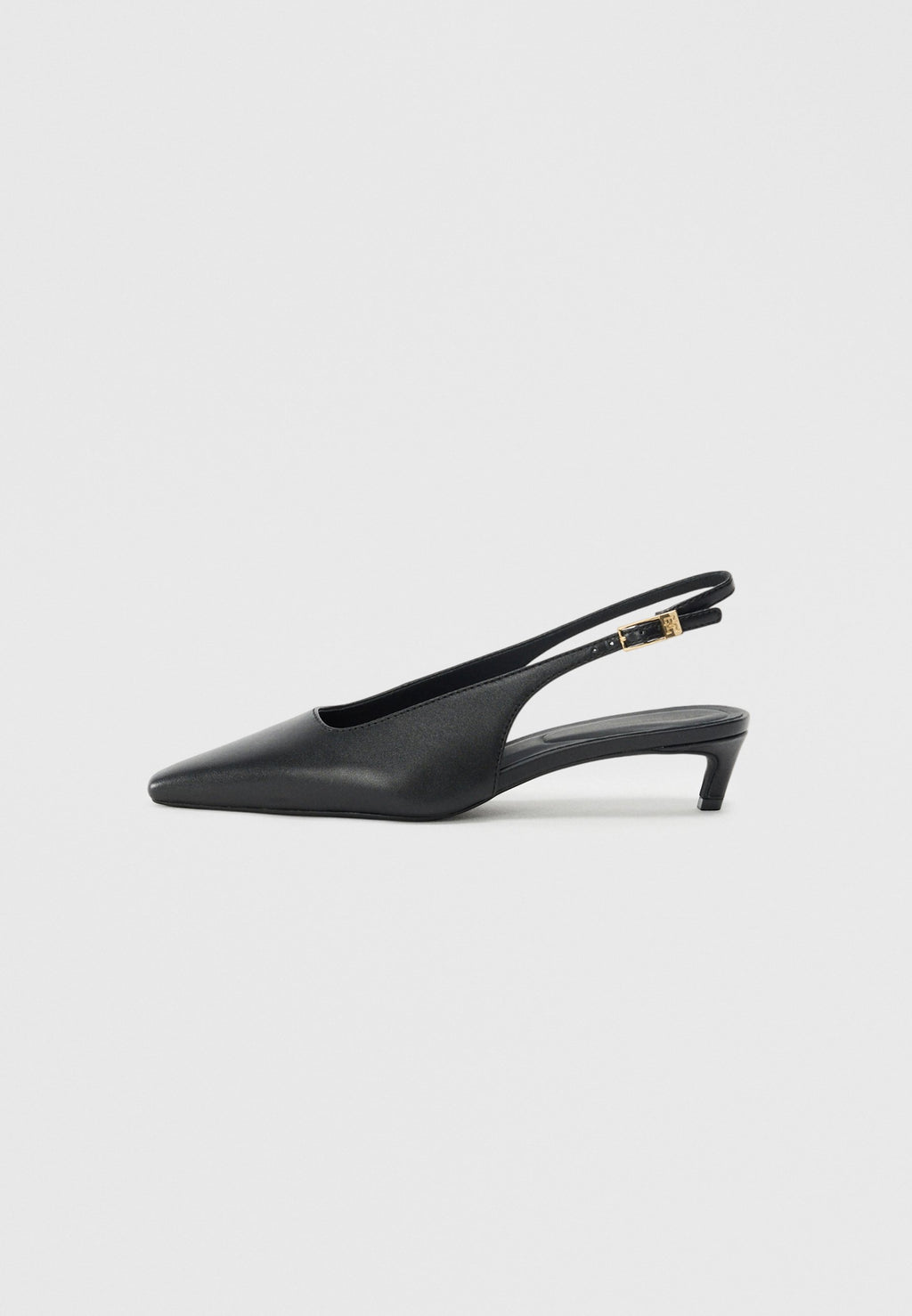 TH MONOGRAM LEATHER SLINGBACK KITTEN HEELS - Classic heels - black