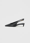 TH MONOGRAM LEATHER SLINGBACK KITTEN HEELS - Classic heels - black