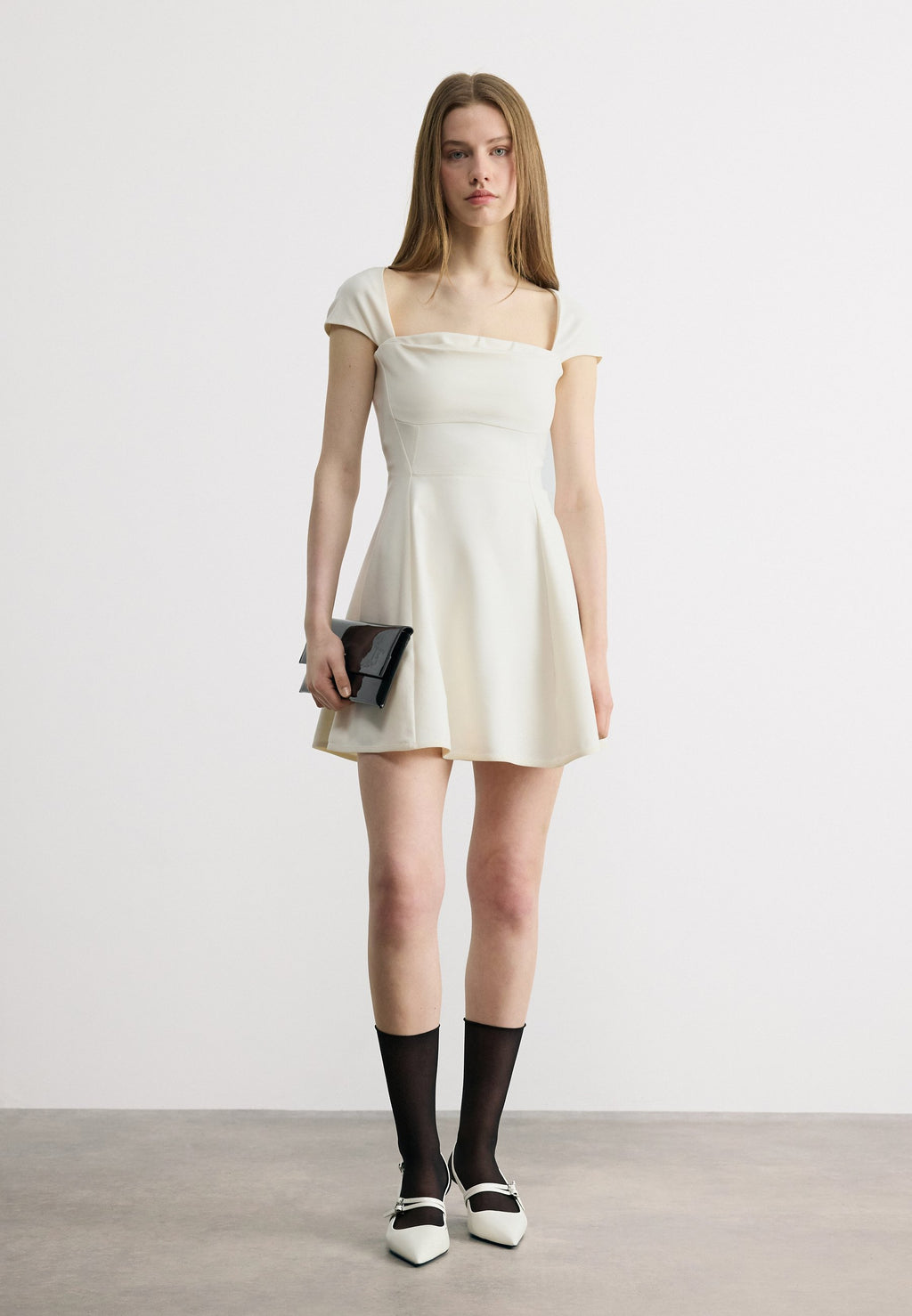 DRASERA - Jersey dress - open white