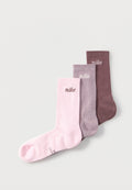 LOT DE 3 UNISEXE - Chaussettes - rose/violet/marron foncé