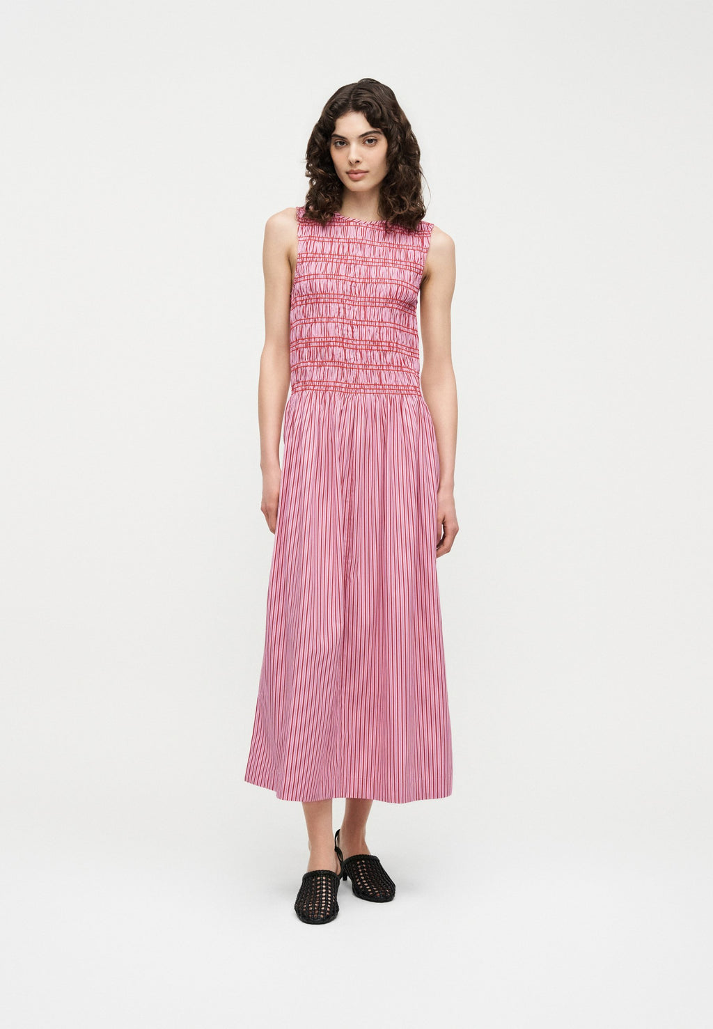 SMOCKING STRIPE MIDI  - Day dress - pink