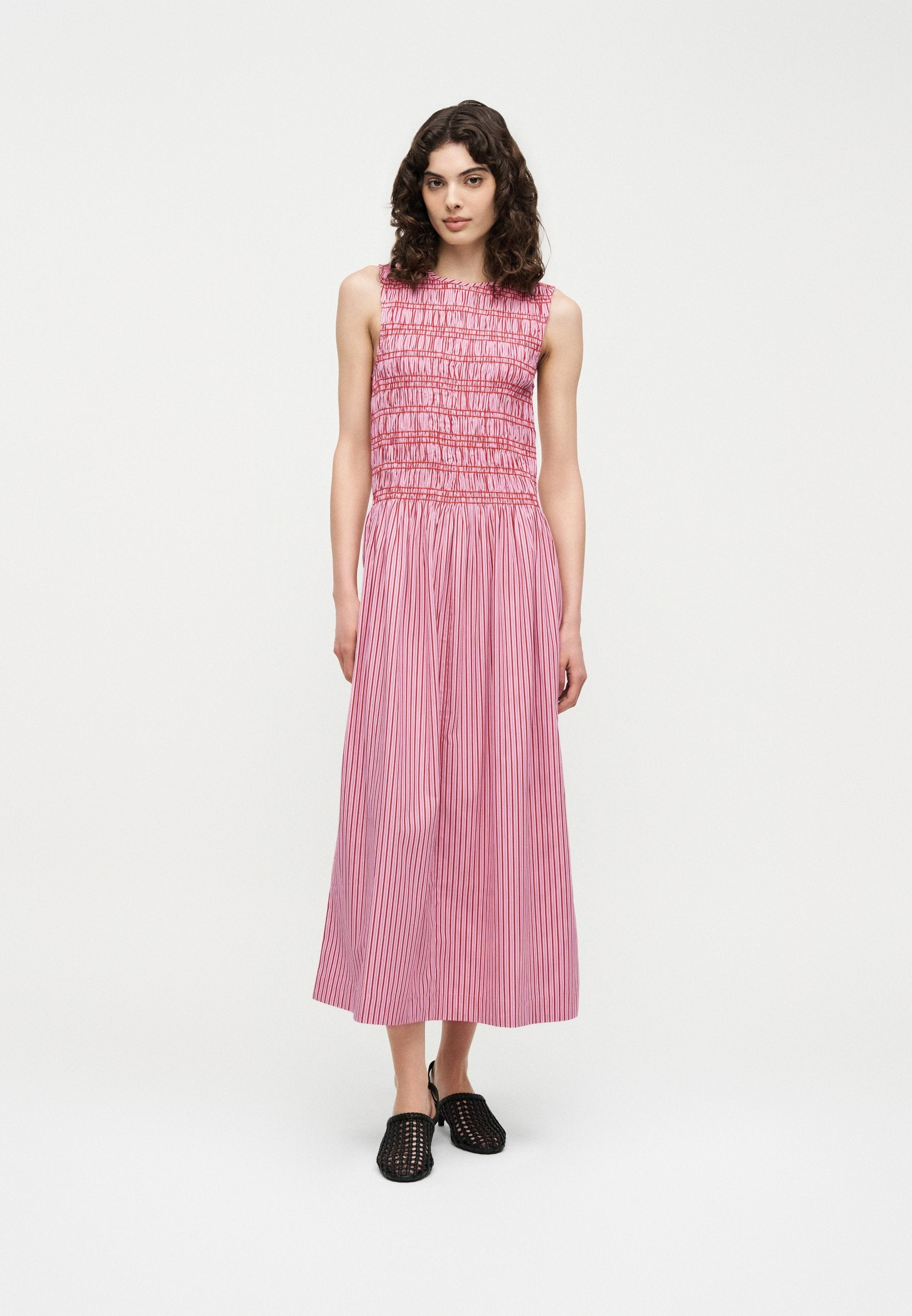 SMOCKING STRIPE MIDI  - Day dress - pink