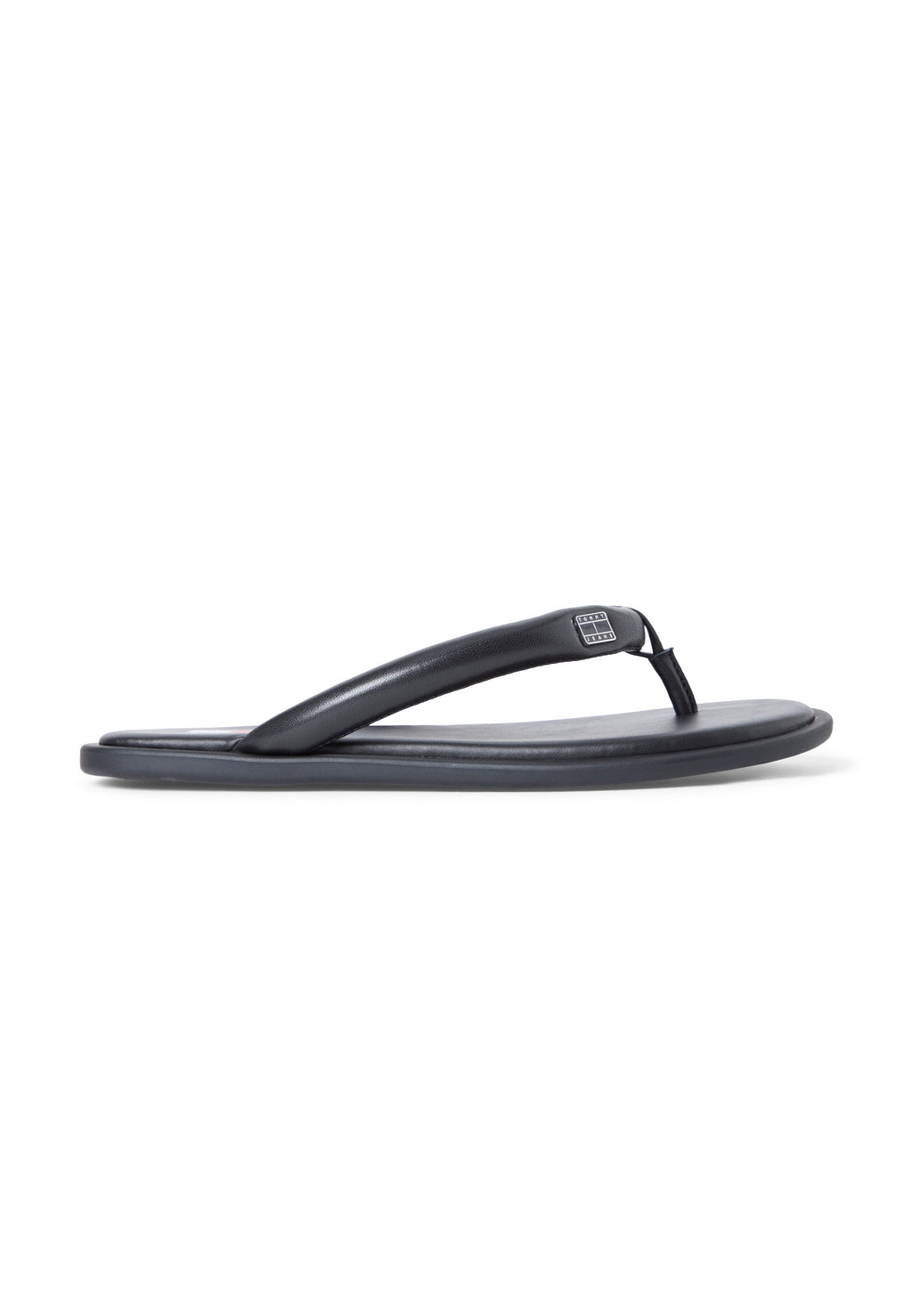 LEATHER PADDED STRAP FLIP-FLOPS - T-bar sandals - black