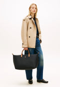 TH MONOGRAM WEEKENDER BAG WITH LEATHER - Weekend bag - black