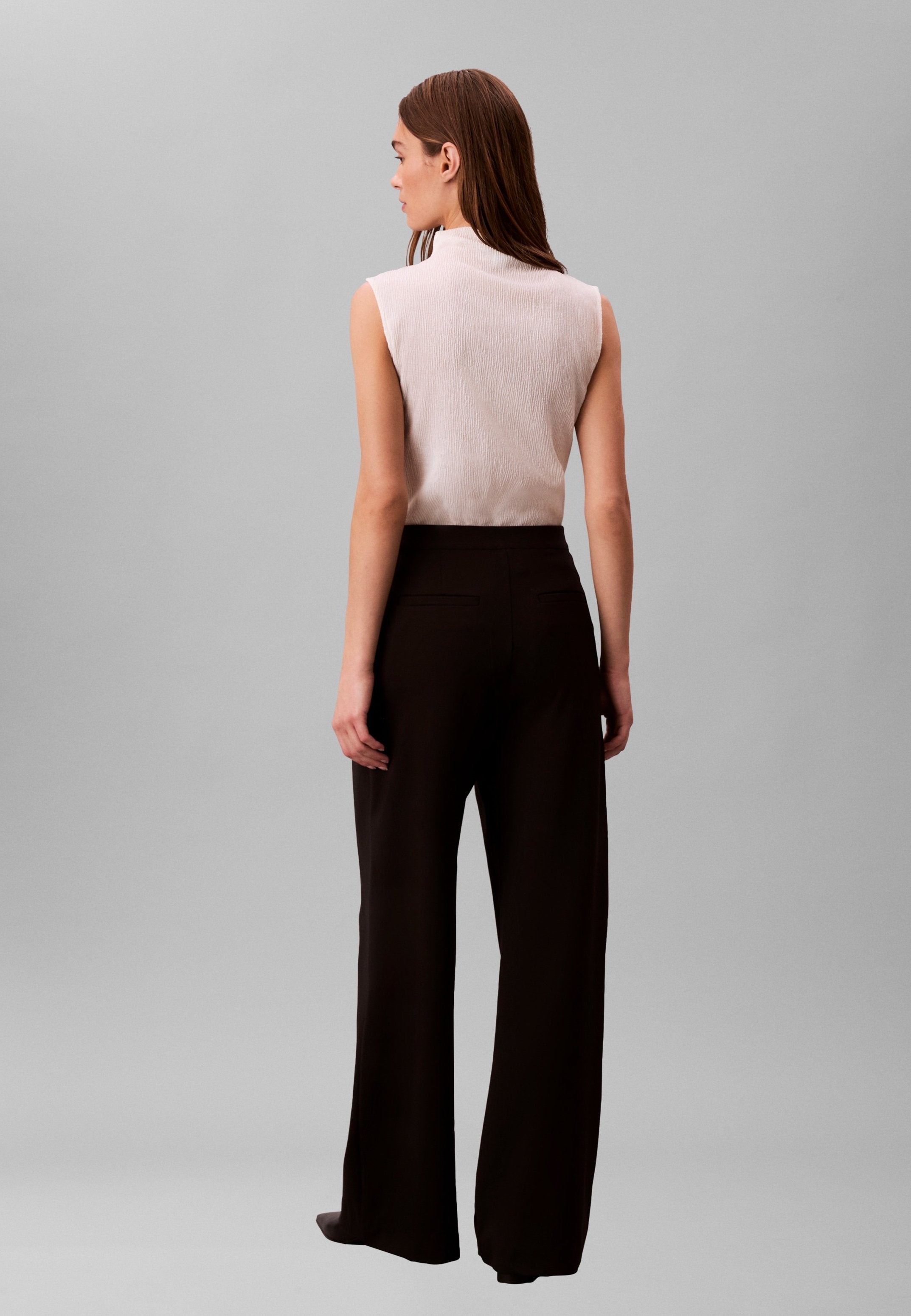 PONTE WIDE LEG PANT - Trousers - black