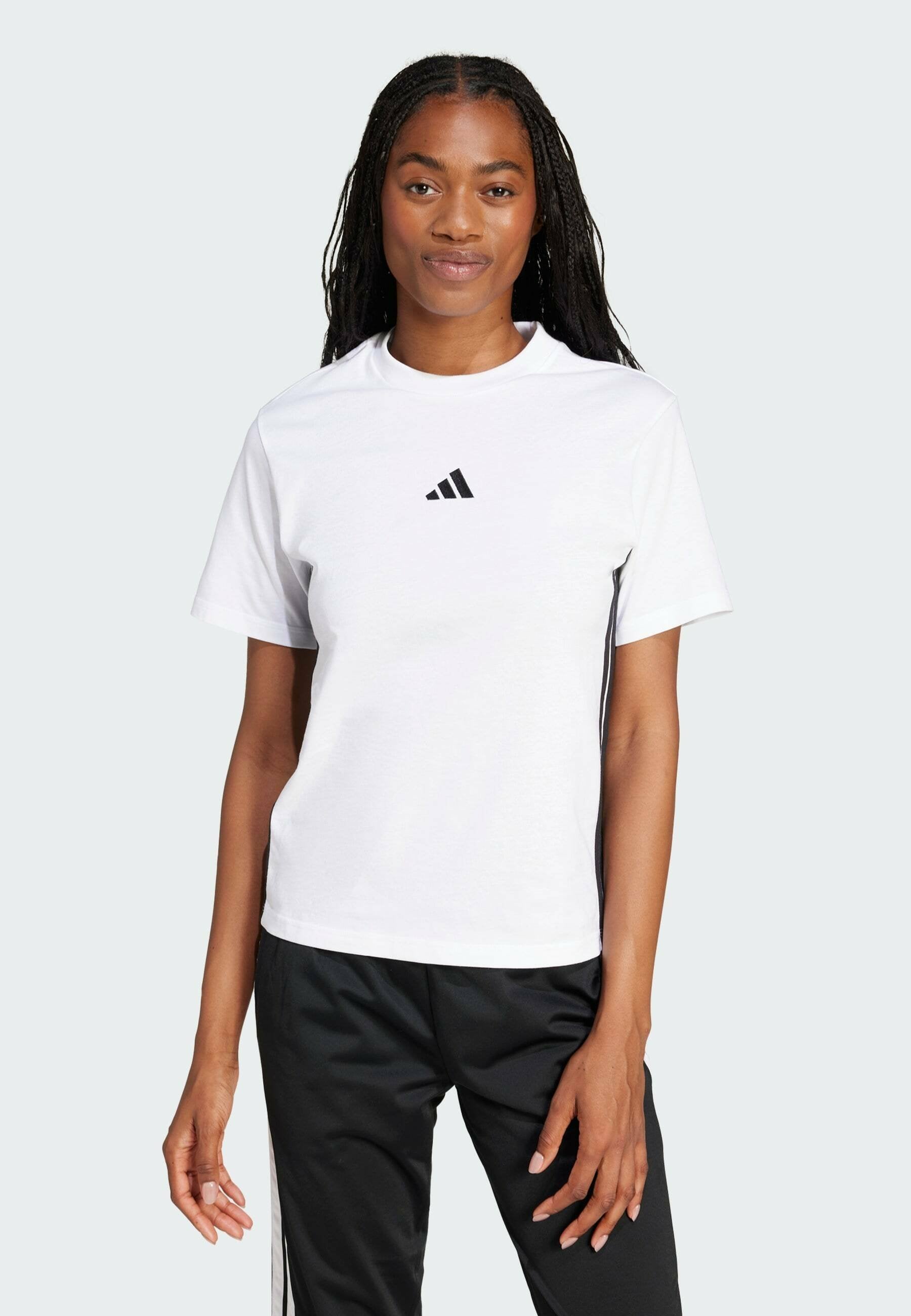 ESSENTIALS 3 STRIPES - Print T-shirt - white   black