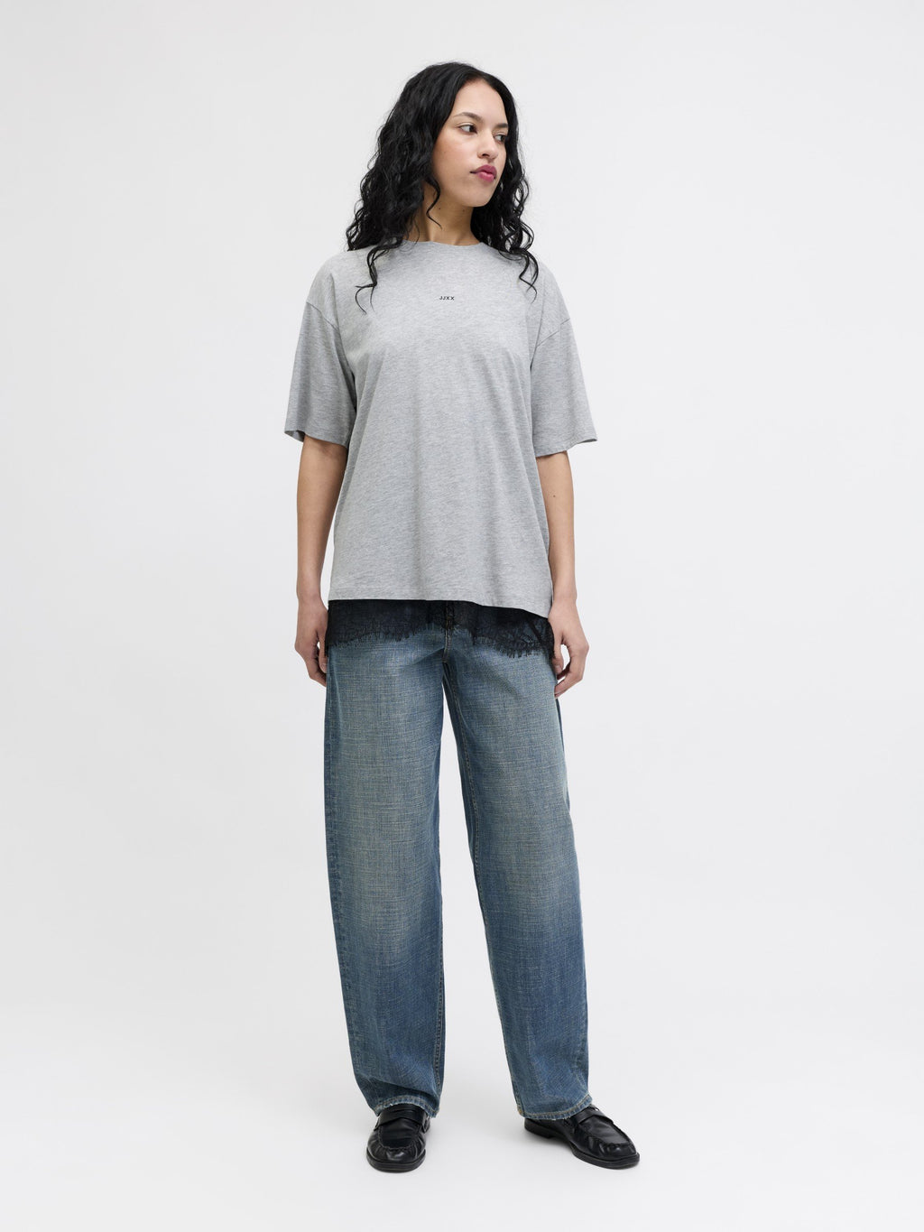 JXANDREA LOOSE TEE - T-shirt basique - gris clair chiné