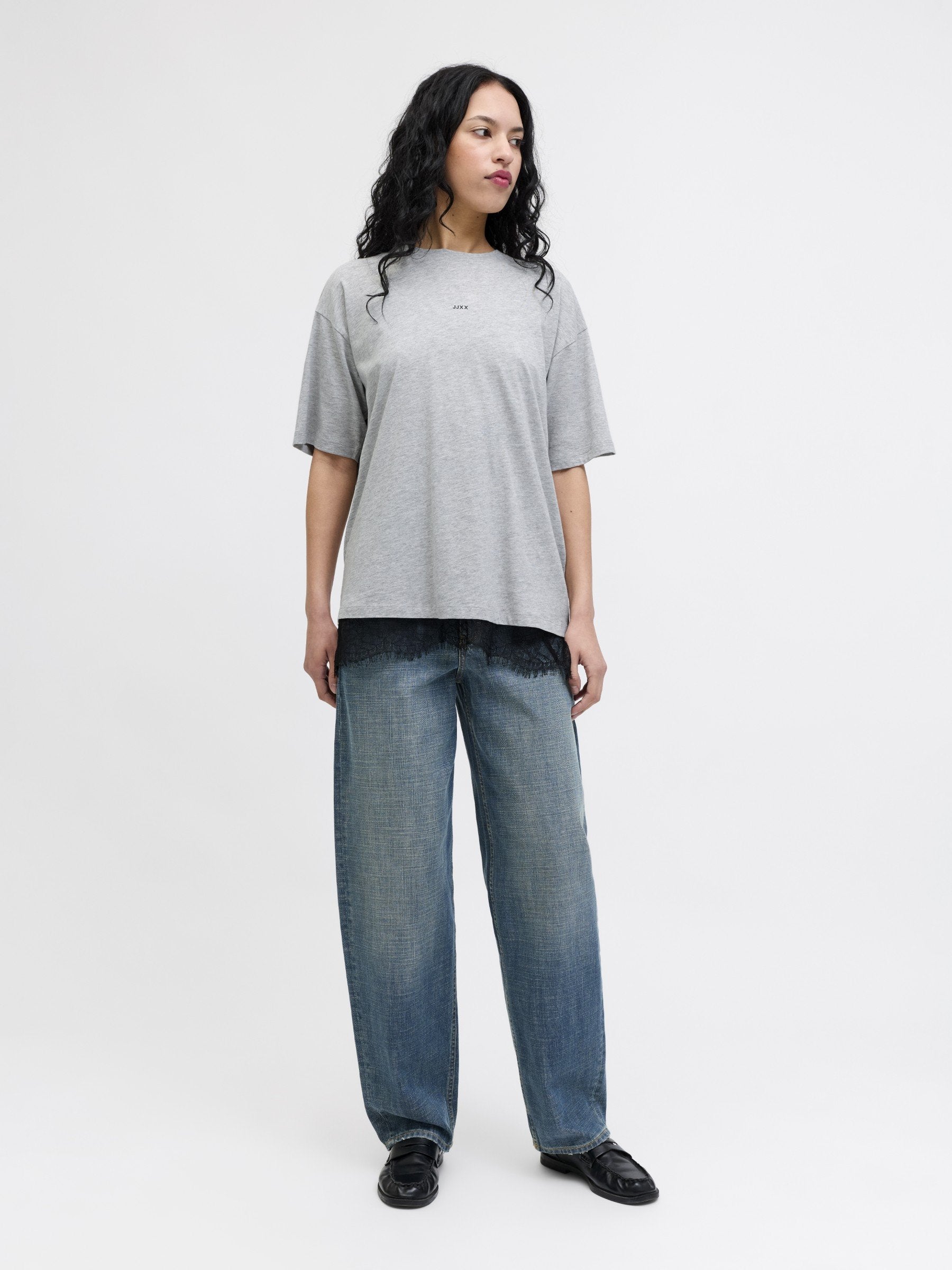 JXANDREA LOOSE TEE - T-shirt basique - gris clair chiné