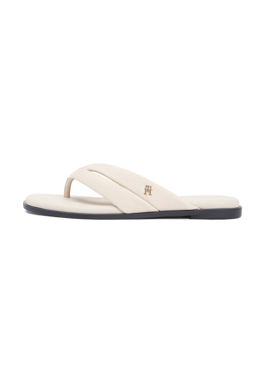 LEATHER TOE POST FLAT SANDALS - T-bar sandals - classic beige