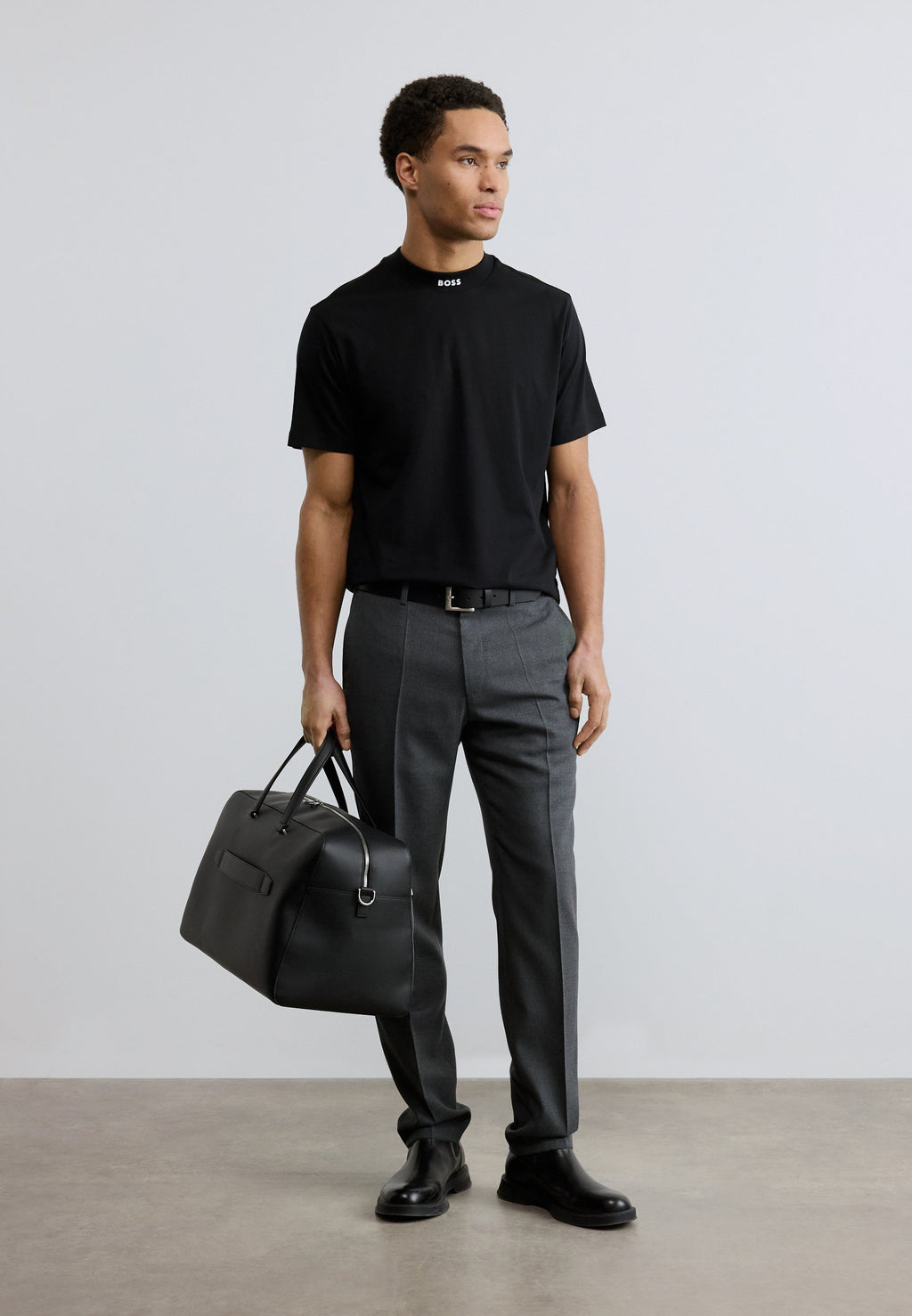 TEE COLLAR - Basic T-shirt - black