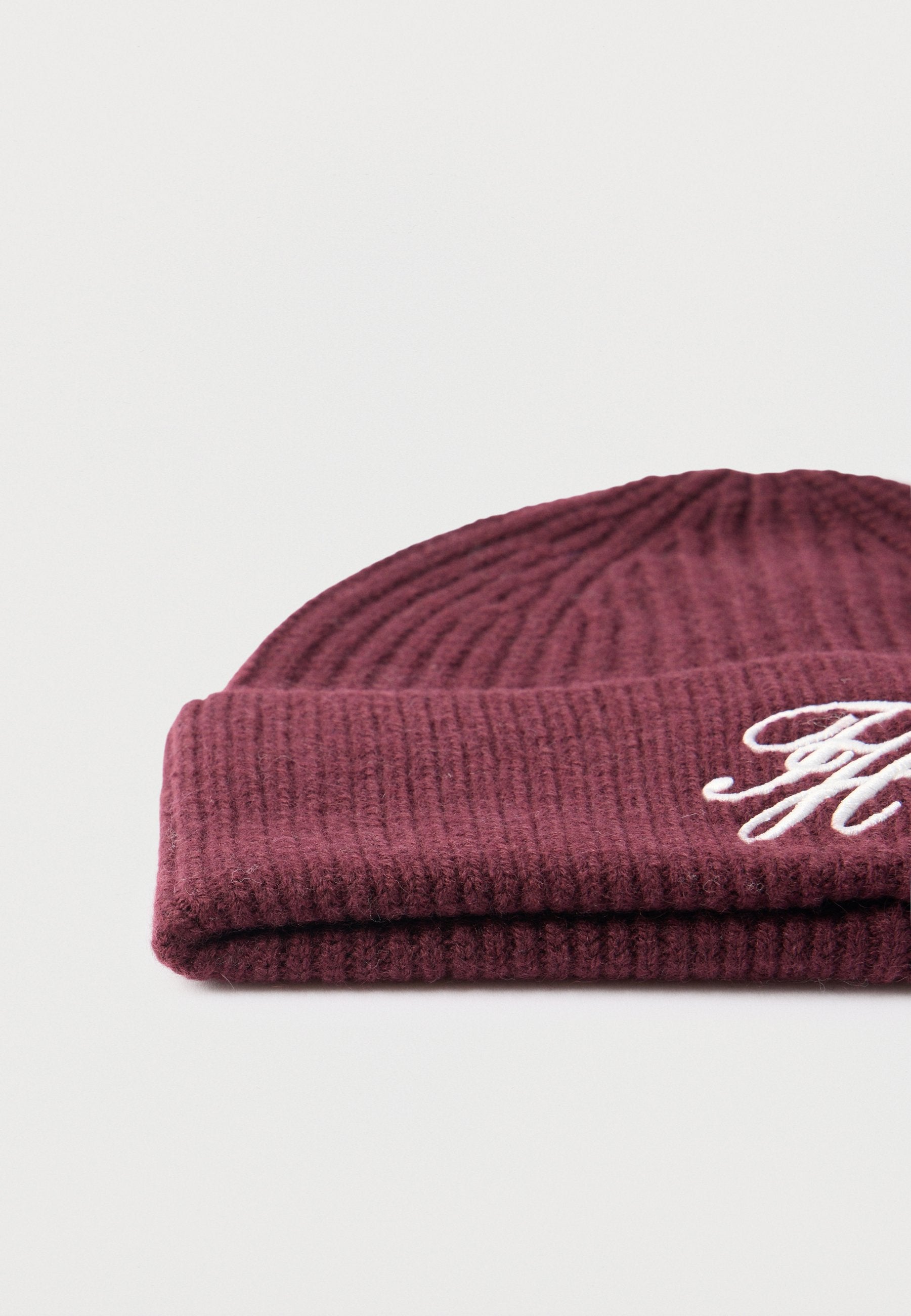 CASHMERE BLEND LOGO EMBROIDERY BEANIE - Beanie - marzemino