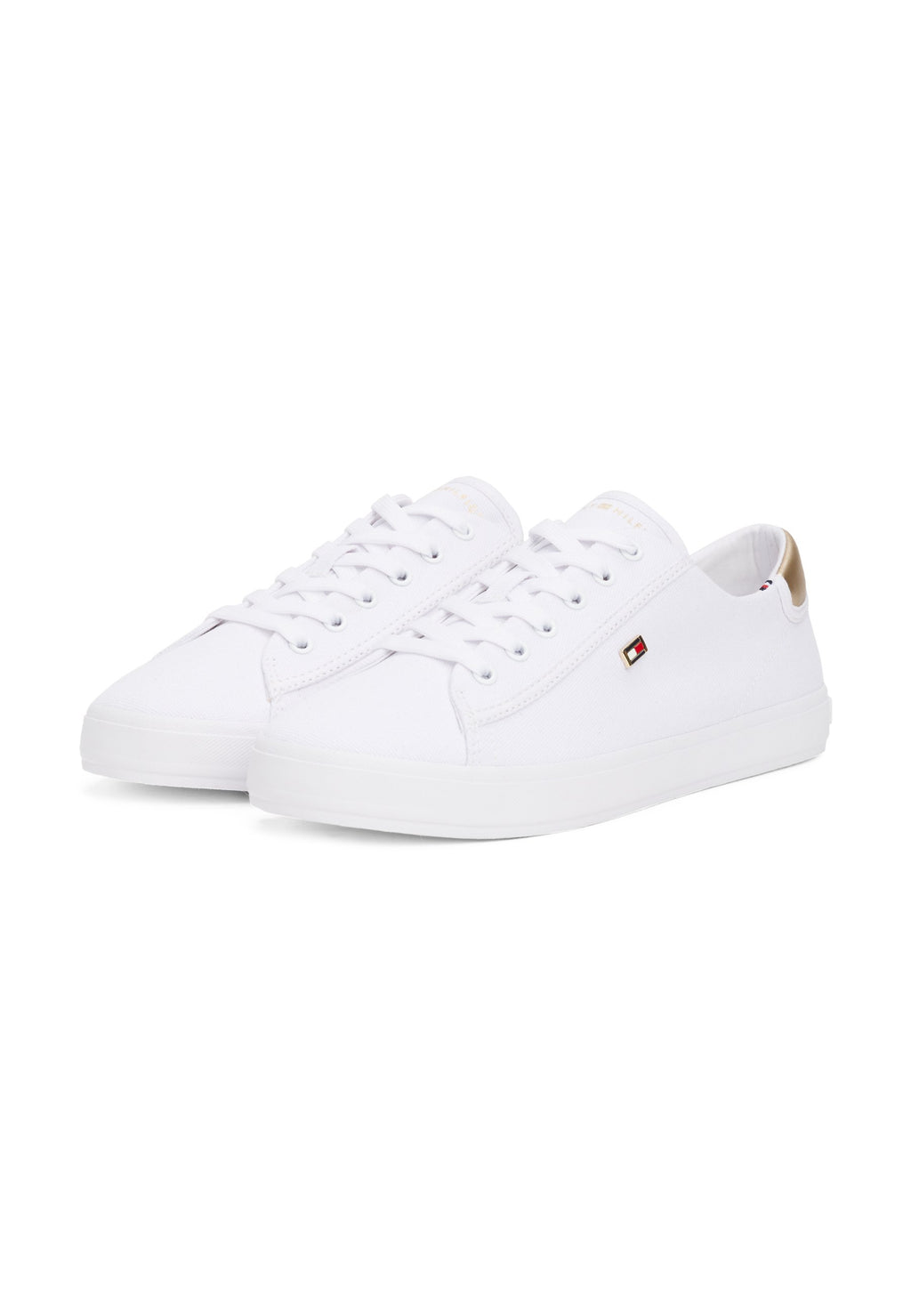 METALLIC HEEL CANVAS TRAINERS - Trainers - white