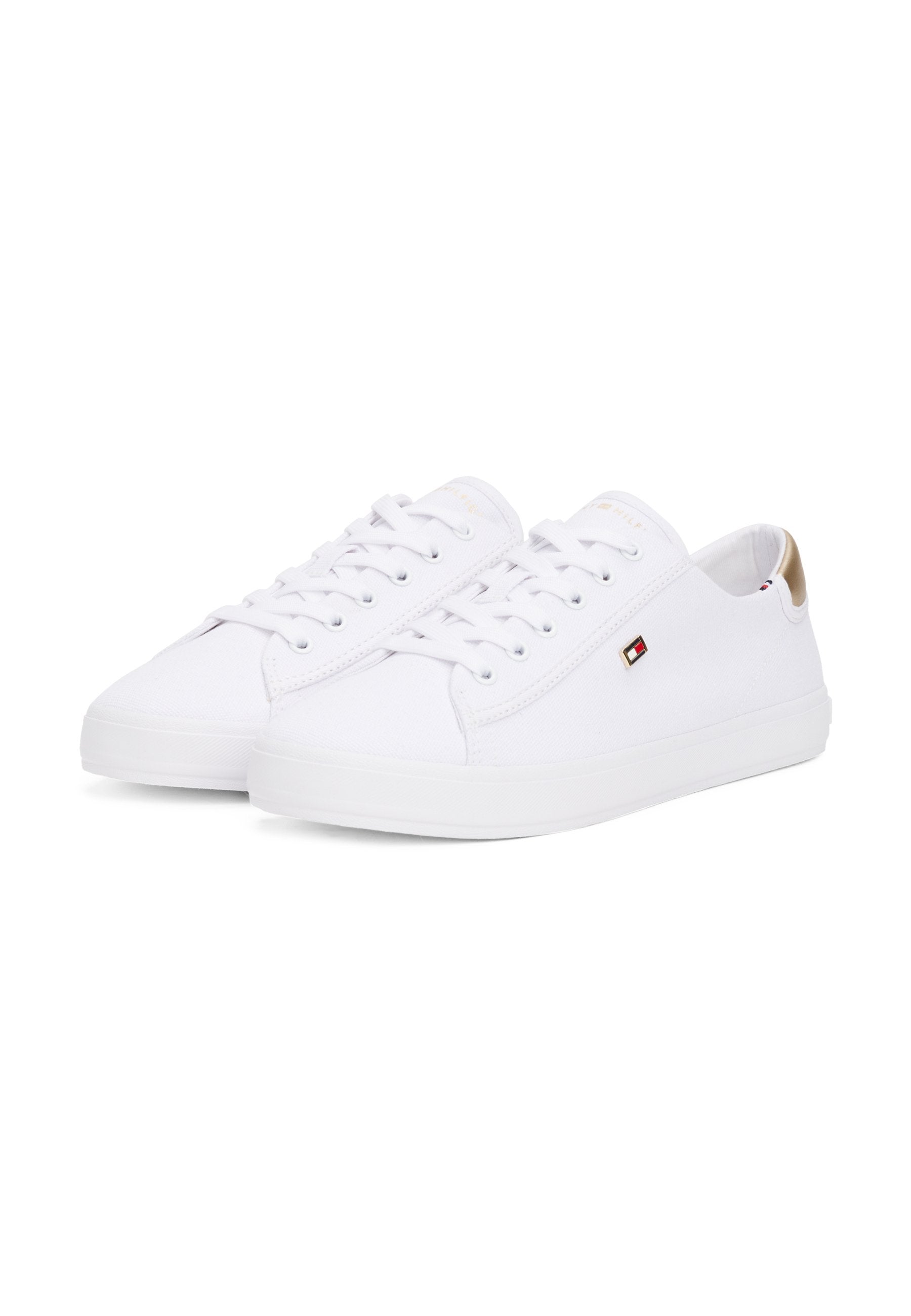 METALLIC HEEL CANVAS TRAINERS - Trainers - white