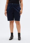 SHORT CHINO SLIM DÉLAVÉ CURVÉ - Shorts - bleu nuit foncé