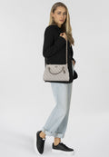 NOELLE LUXURY SATCHEL - Handbag - dark taupe logo
