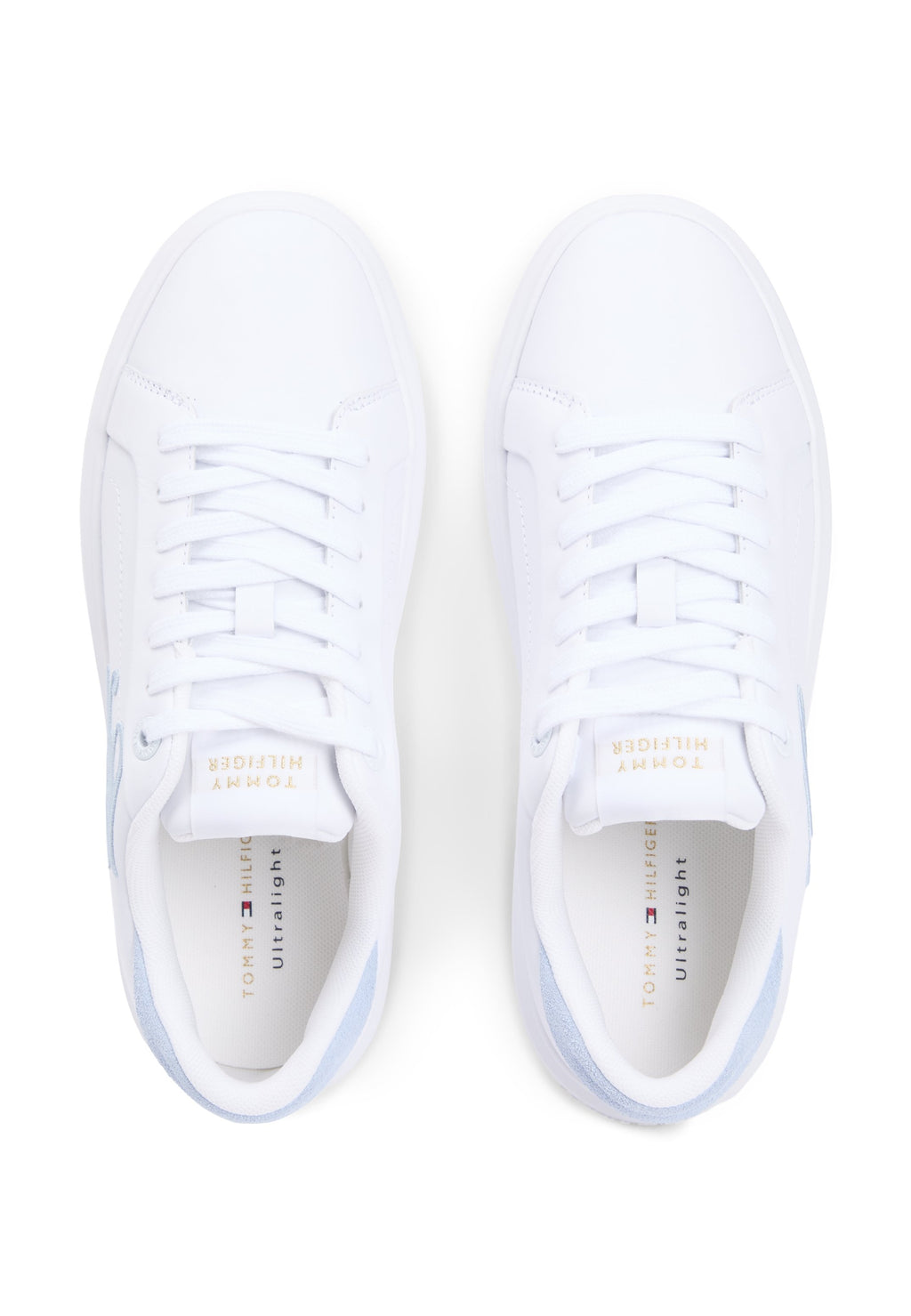 BASKETS HILFIGER ICON LEATHER LOGO EMBROIDERY COURT - Baskets - white/breezy blue