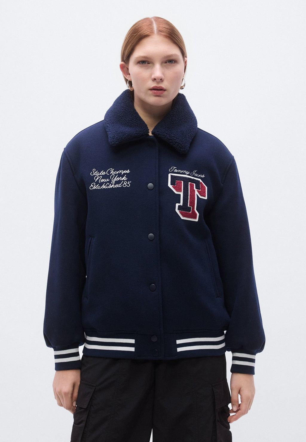 PADDED TWILL OVERSIZED VARSITY JACKET - Light jacket - dark night navy