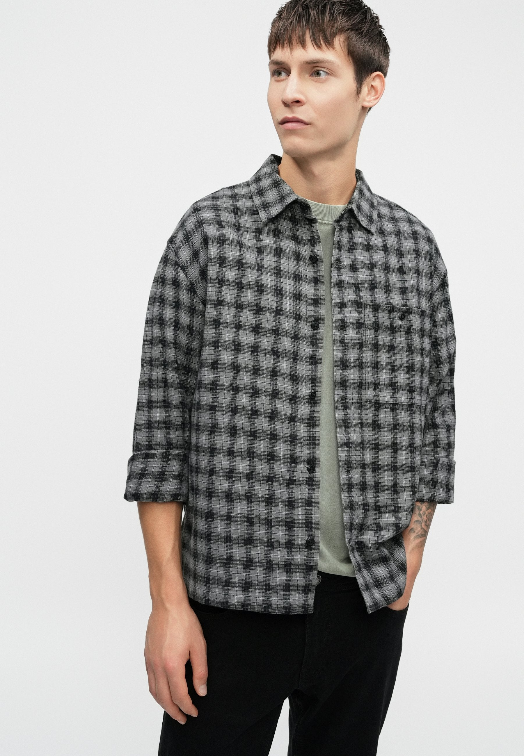 BOXY - Shirt - tonal grey