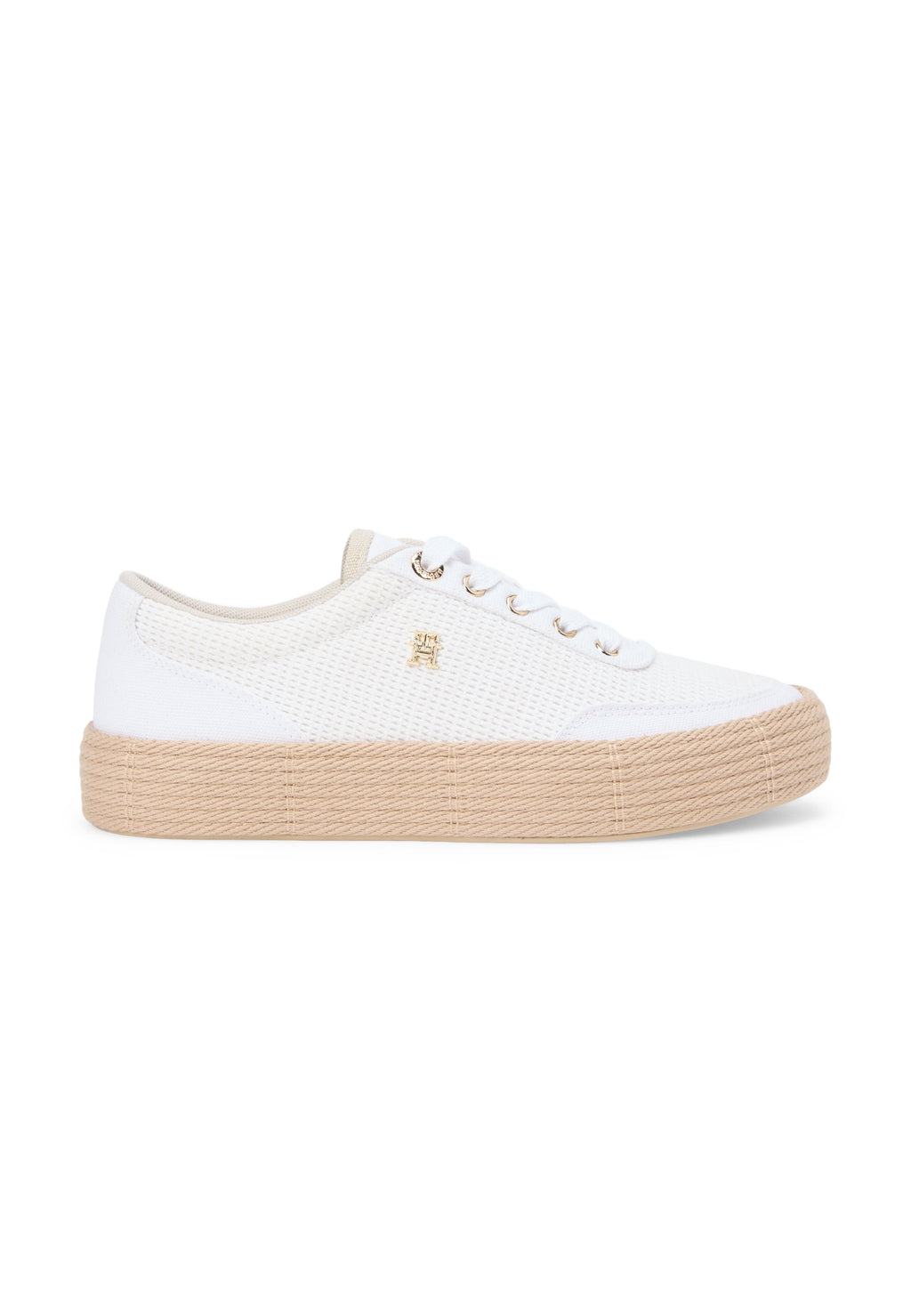 TH MONOGRAM CANVAS ROPE PLATFORM TRAINERS - Trainers - white/classic khaki