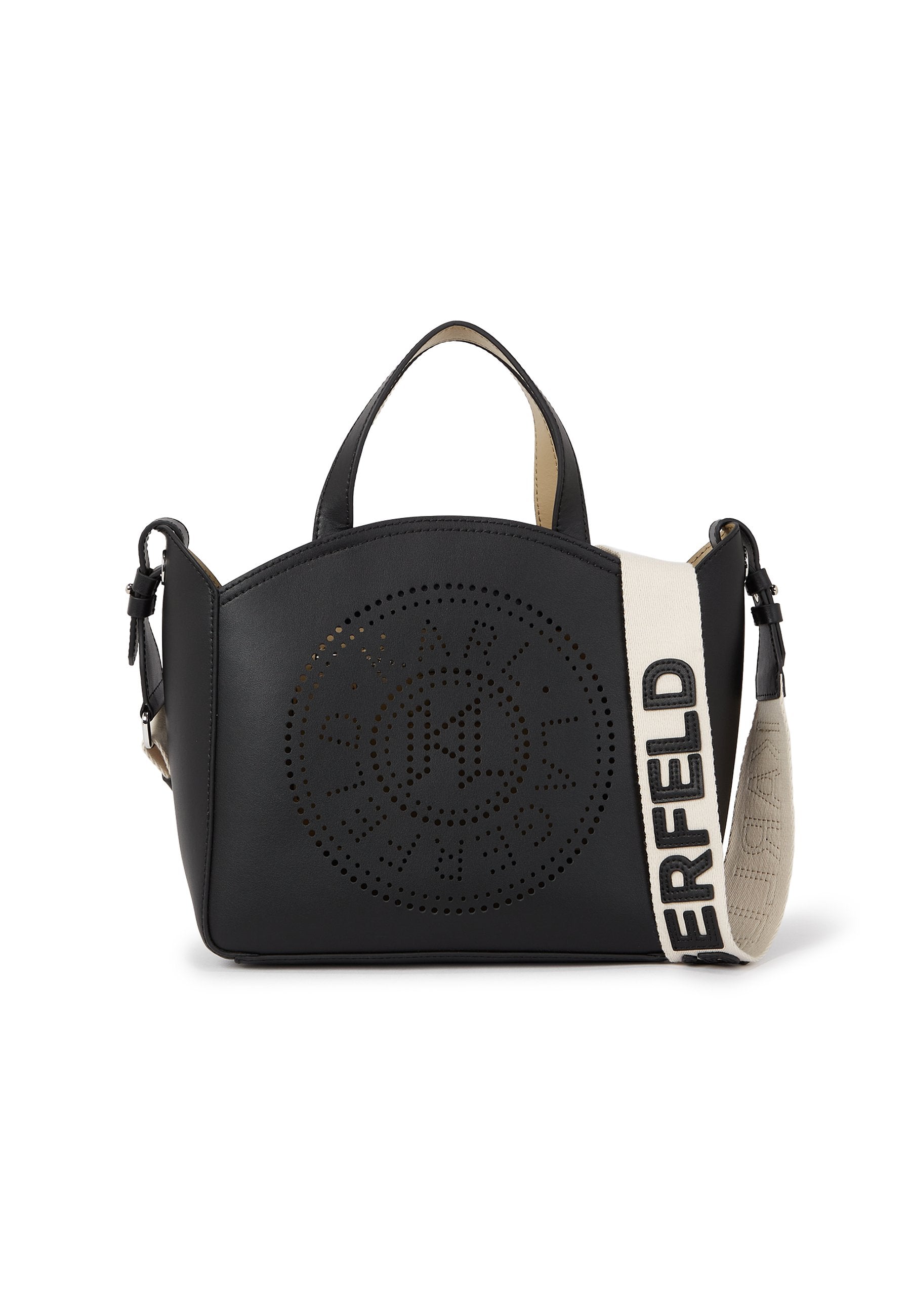 CIRCLE TOTE PERFORATED - Handbag - black