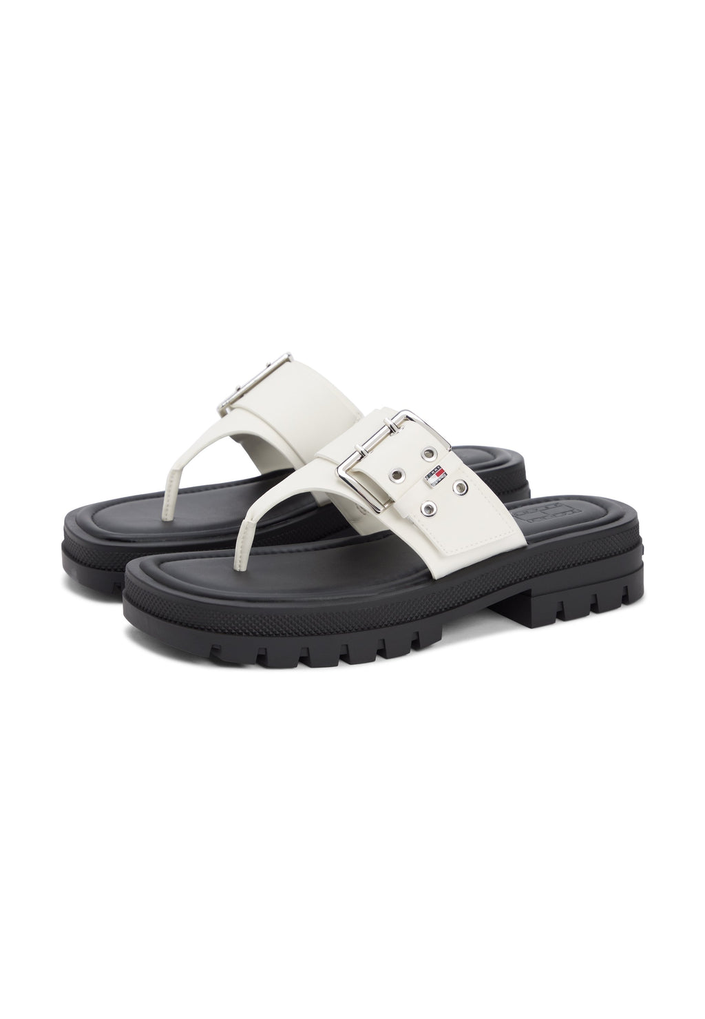 BUCKLE CLEAT TOE POST SANDALS - Sandals - ivory