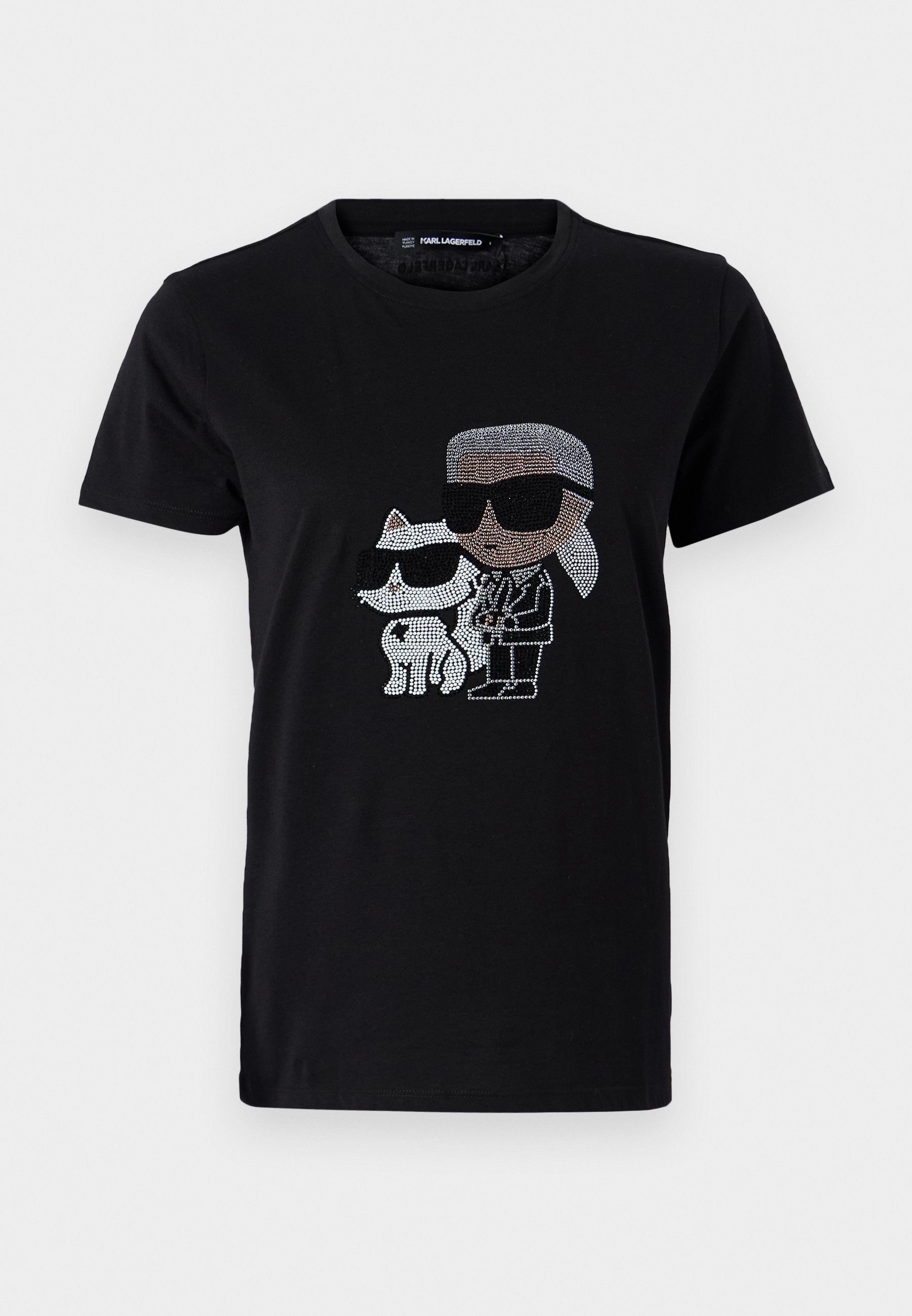 IKON KARL & COUPETTE RHINESTONE - T-shirt Imprimé - noir