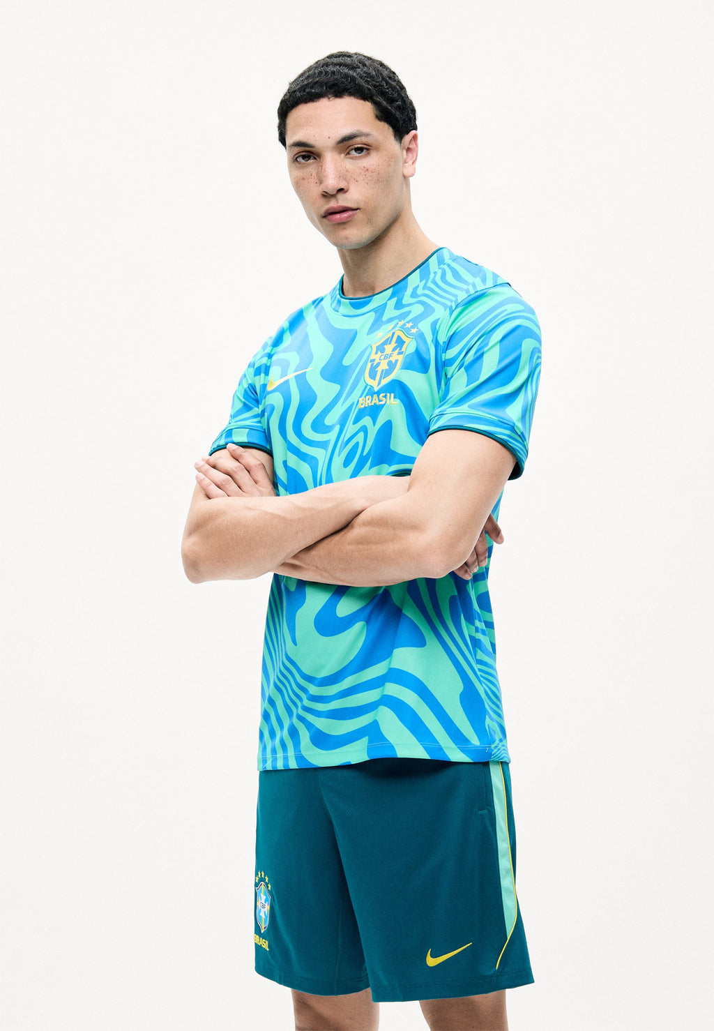 BRAZIL ACADEMY PRO PREMATCH TOP - National team wear - light menta/light photo blue/canary